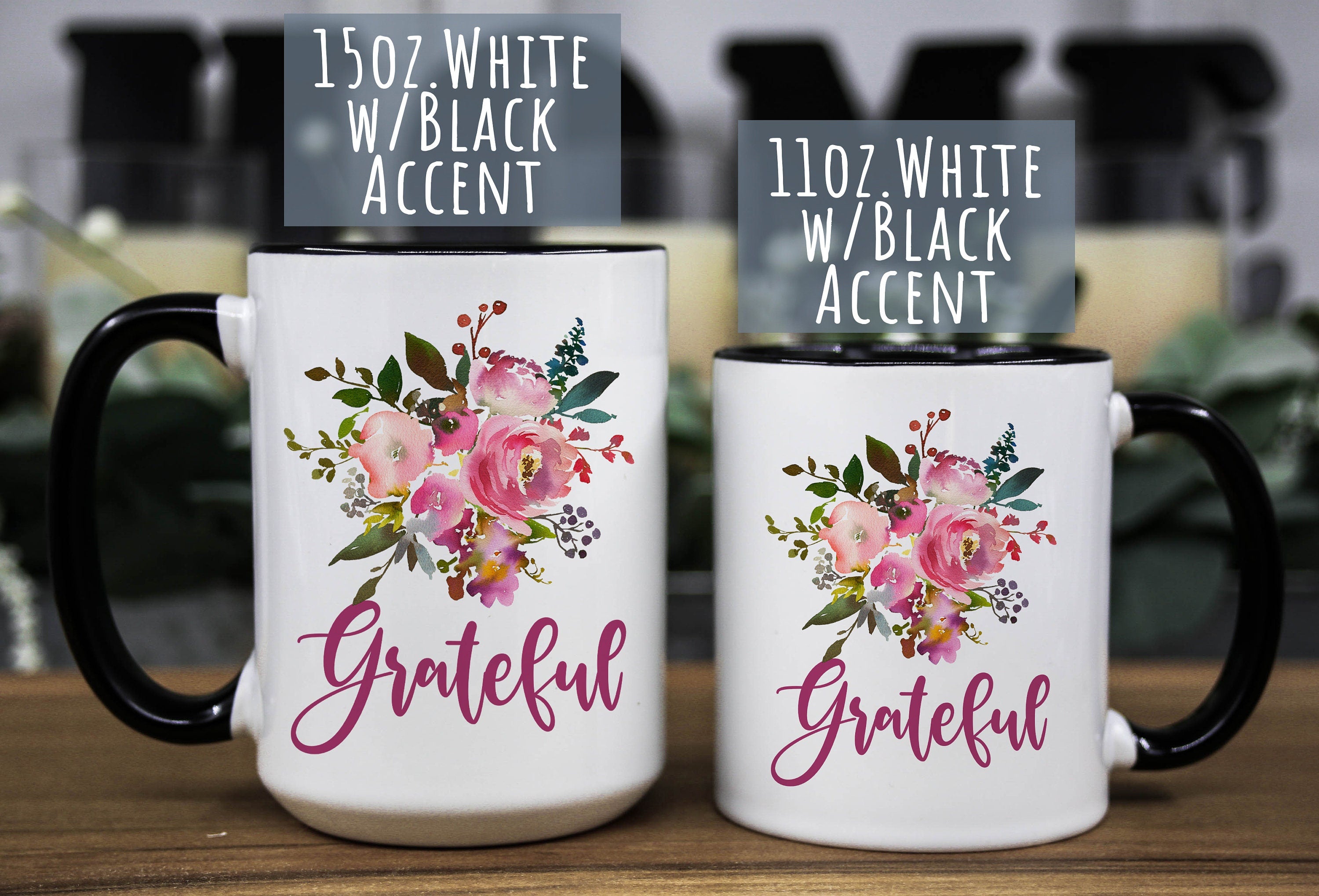 Grateful Pink Floral Coffee Mug: Inspirational Religious Gift