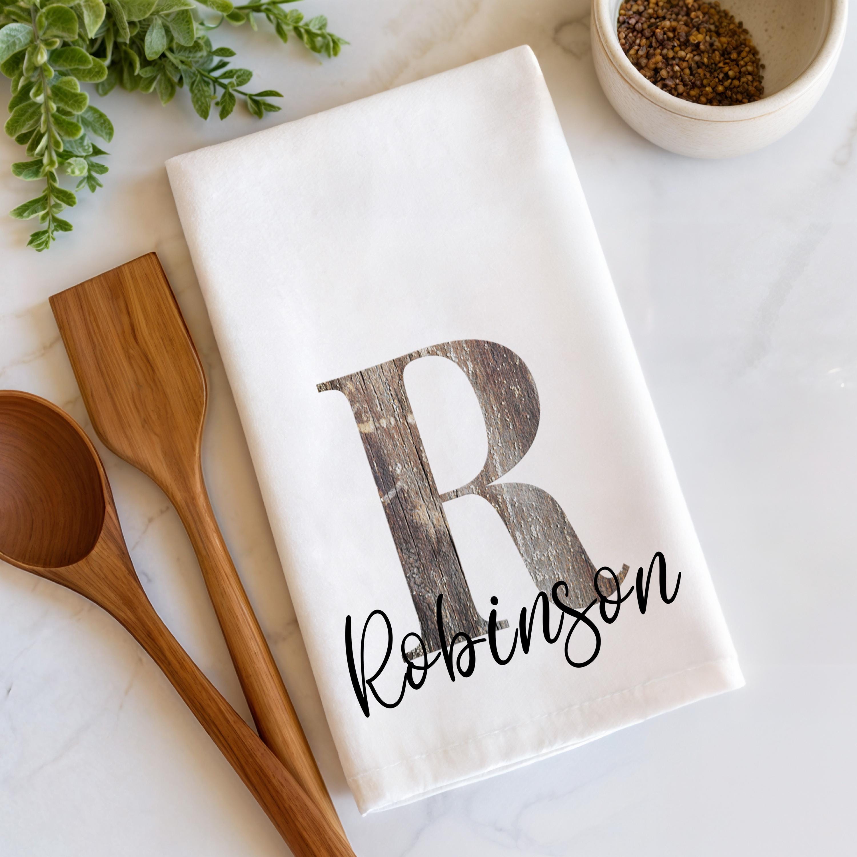 Personalized Farmhouse Tea Towel Set: Monogrammed Kitchen Decor