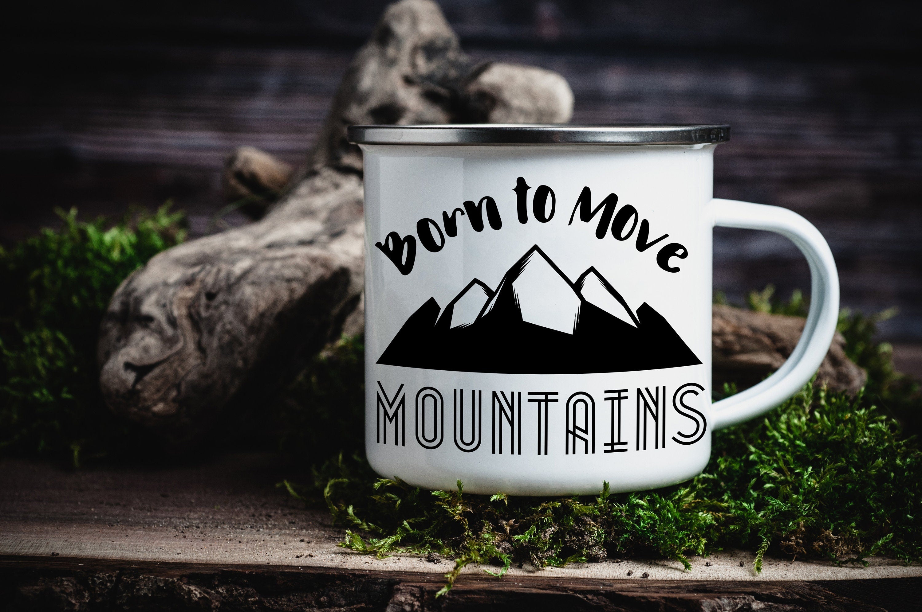 Born to Move Mountains Camp Mug: Christian Enamel Mug