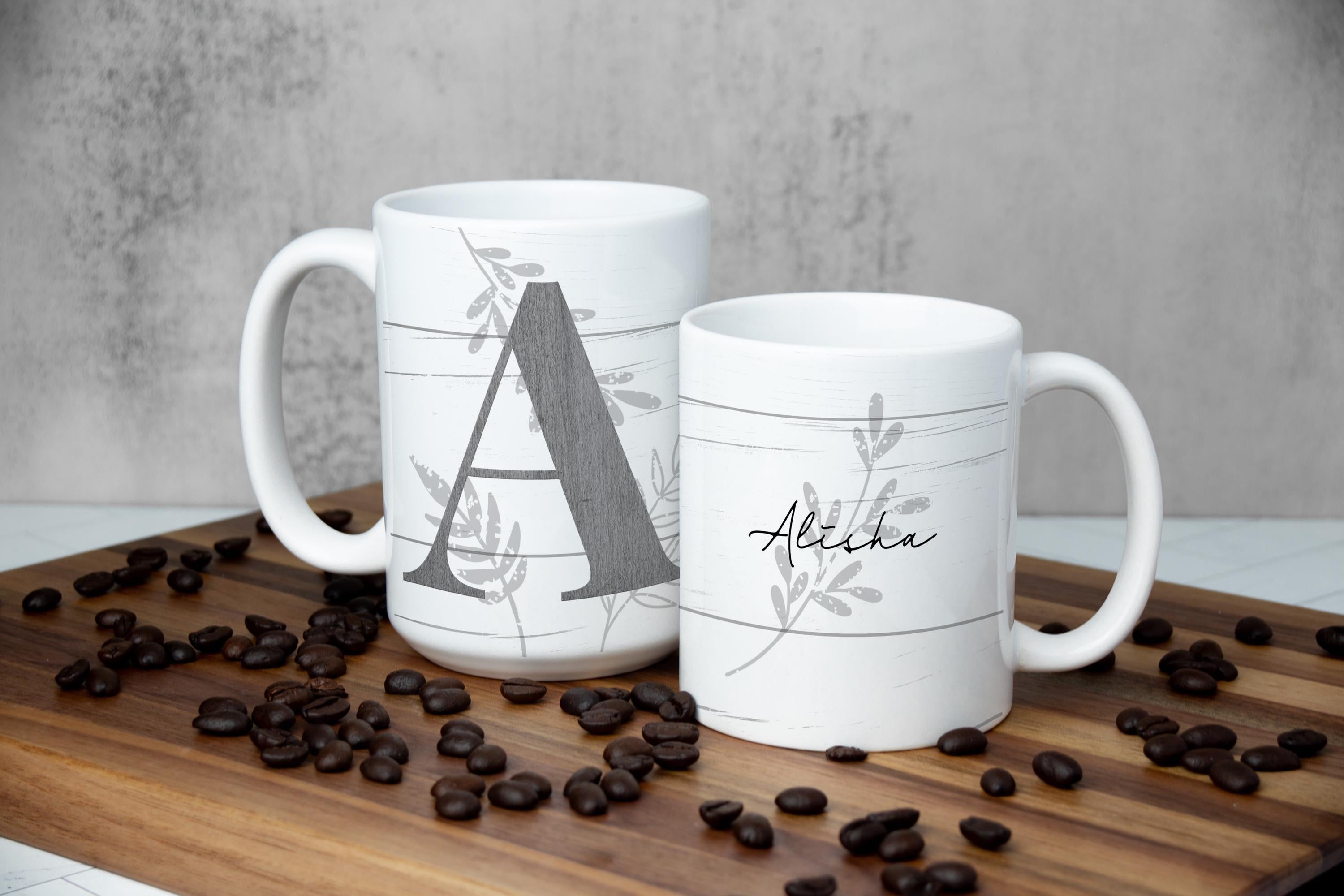 Personalized Farmhouse Mug: Monogram Initial, Rustic Coffee Cup