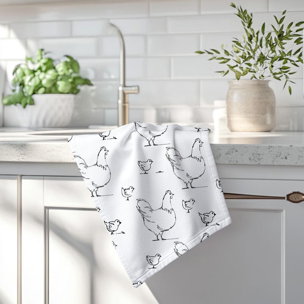3-piece set Mom and kids Chicken hen Tea Towel, Special Mother's Day gift. Perfect Personalized Gift with custom options