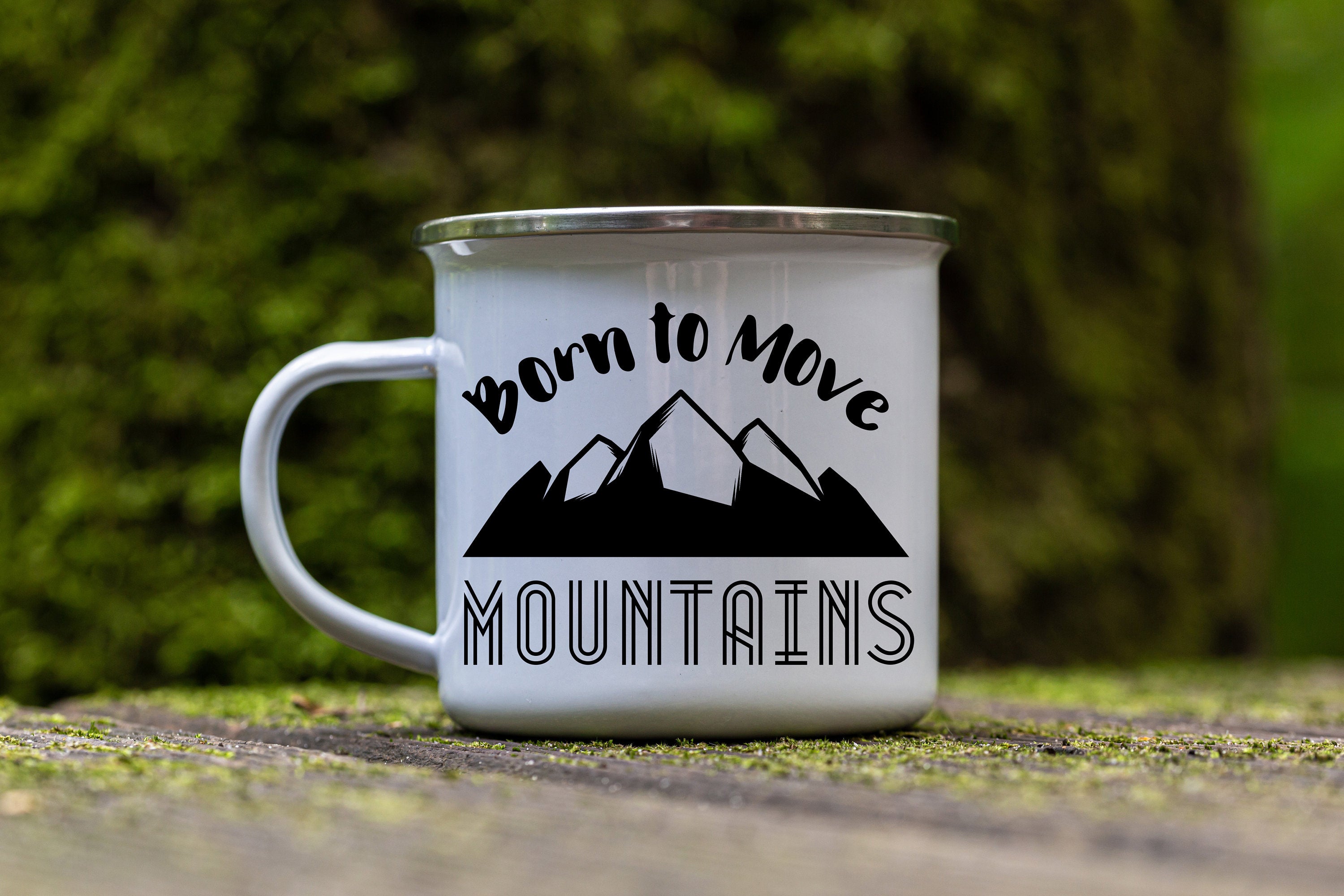 Born to Move Mountains Camp Mug: Christian Enamel Mug