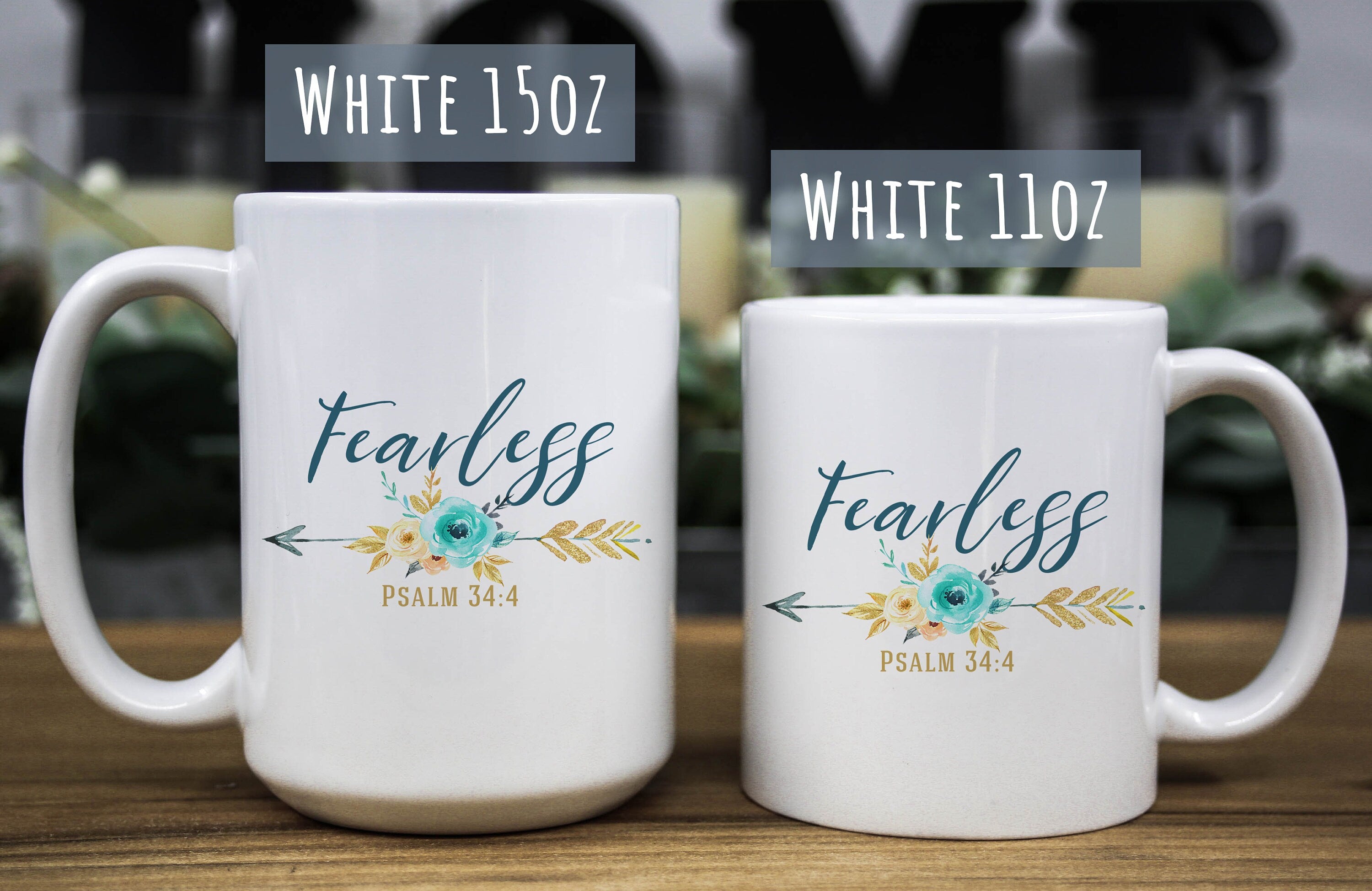 Fearless Floral Coffee Mug: Inspirational Bible Quote Gift