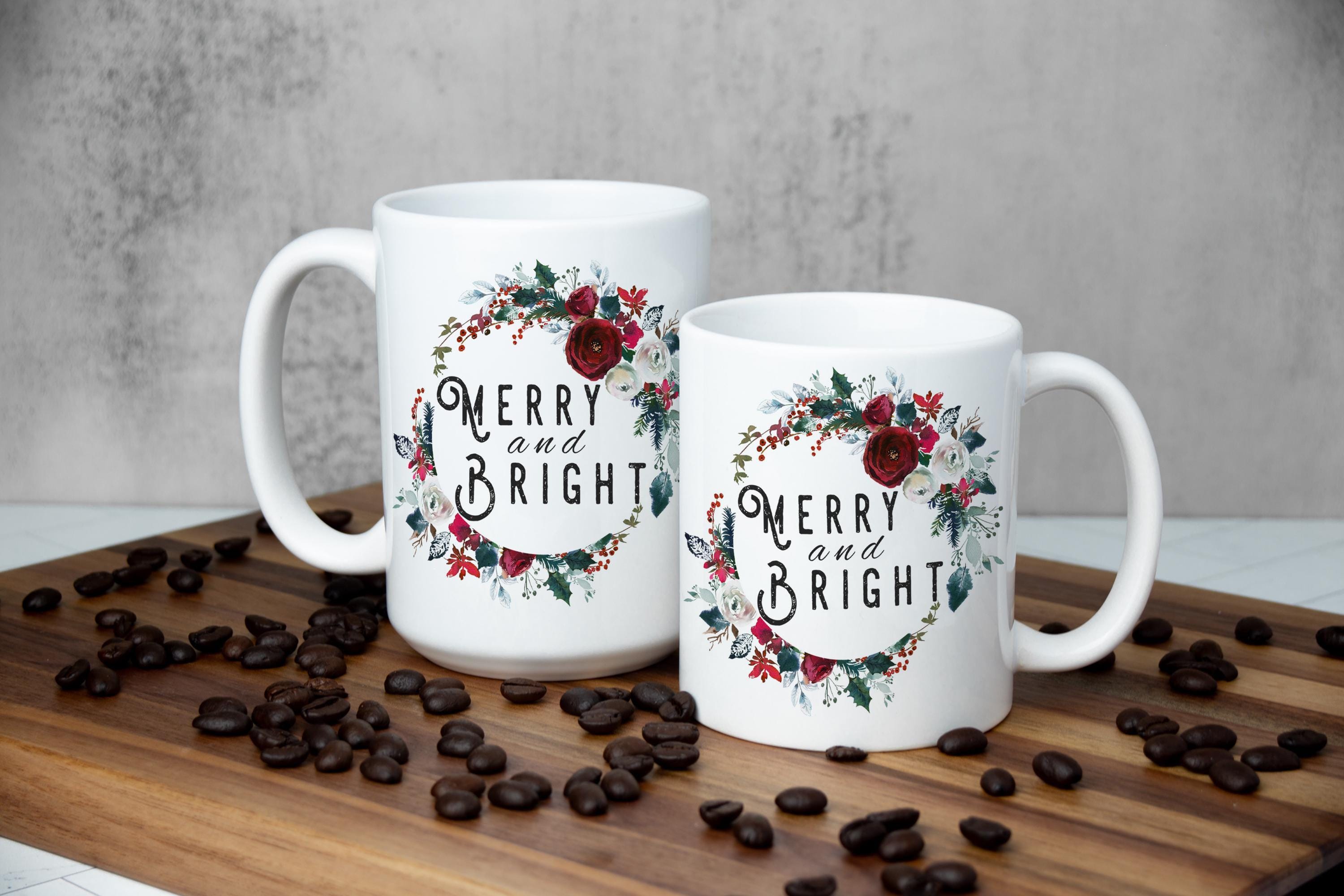 Christmas Gift Mug, Merry and Bright Christmas Mug, Christian Mug, Holiday Coffee mug, Christian gift mug, Holiday Gift Mug