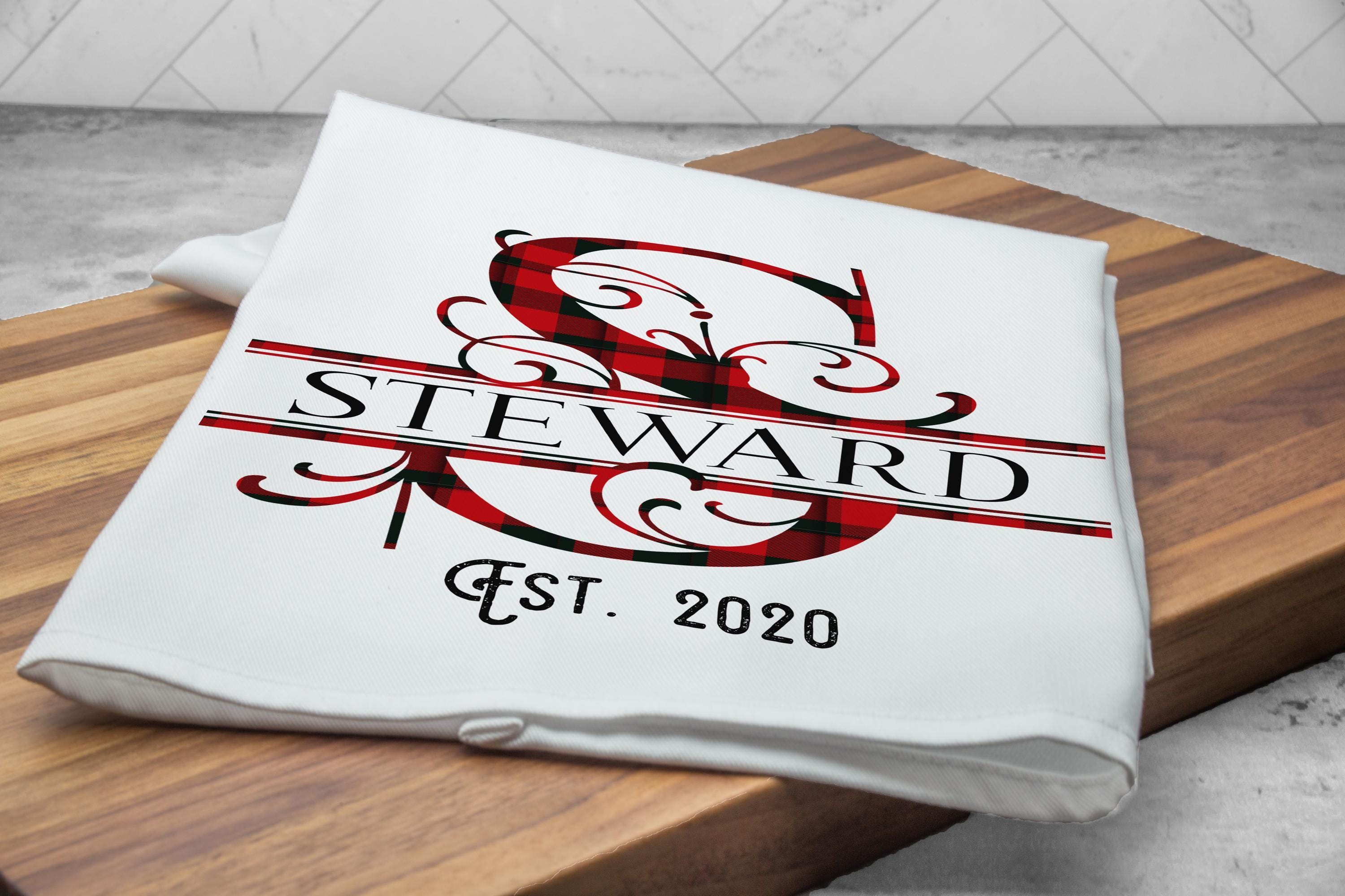 Personalized Christmas Tea Towel,  Buffalo Plaid Kitchen Towel, Monogram Custom Tea Towel, Last Name Tea Towel, Kitchen Dish Towels