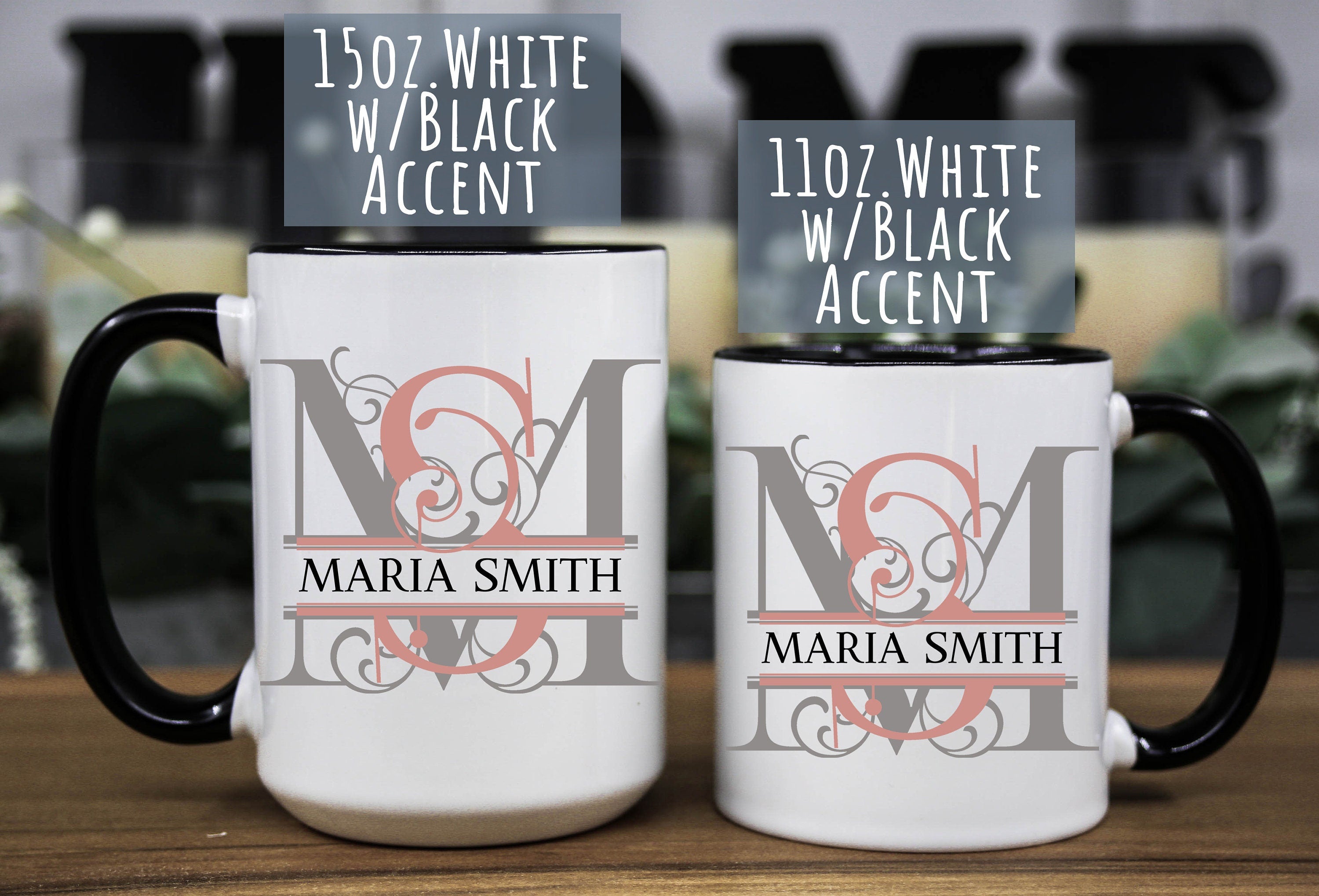 Personalized Floral Monogram Coffee Mug: Custom Name Gift