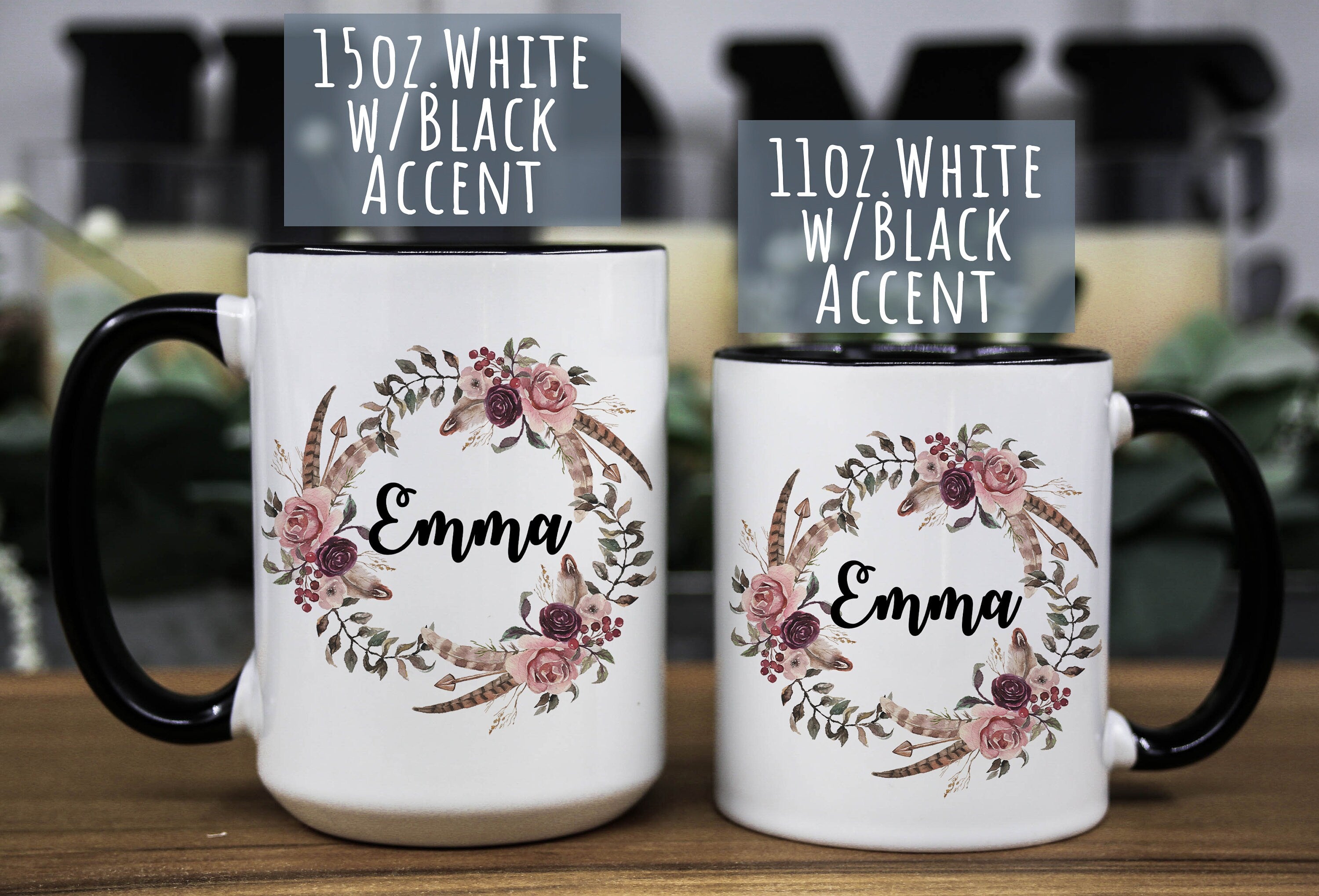 Personalized Floral Name Mug: Custom Birthday Gift
