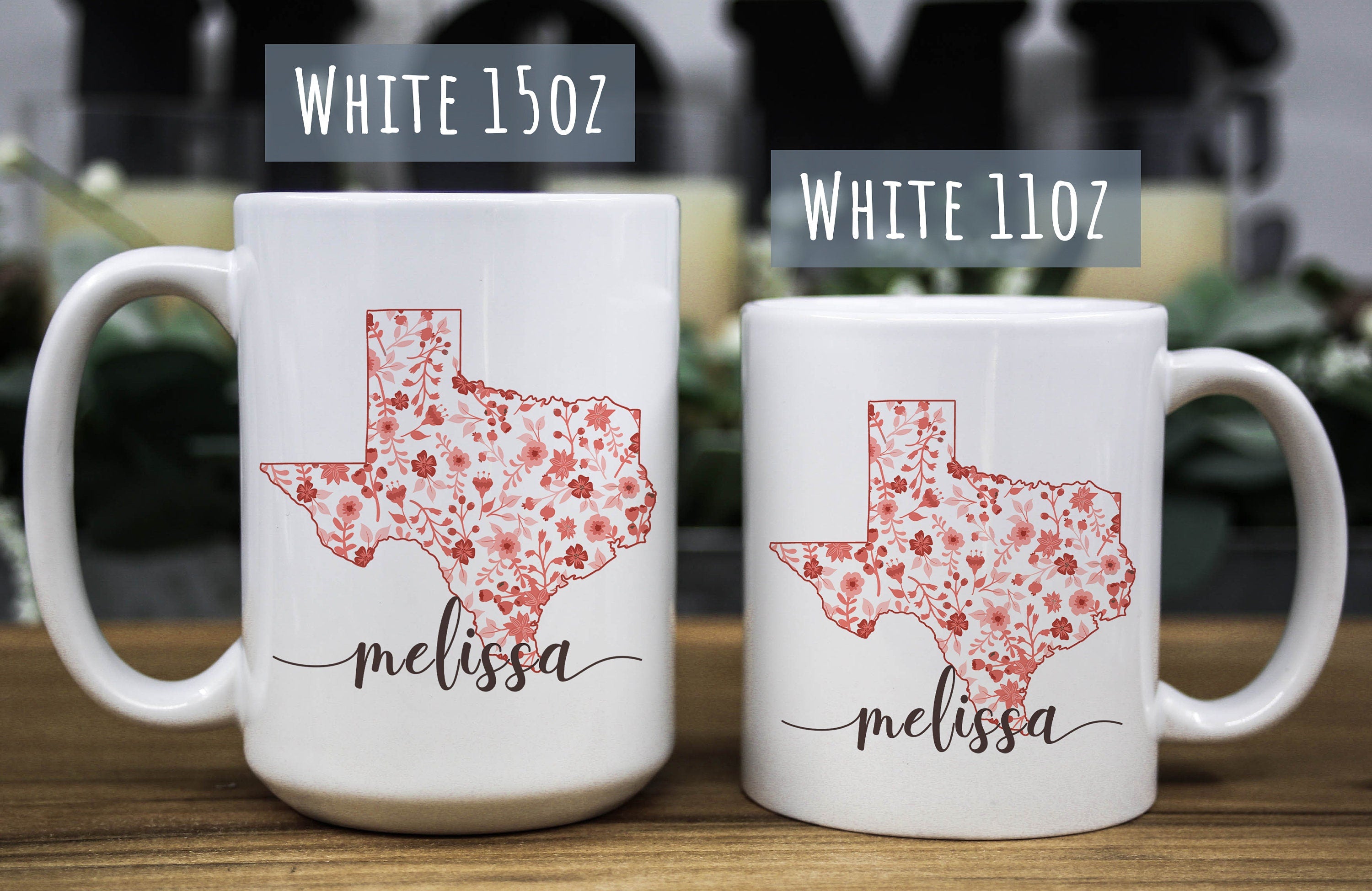 Personalized Texas Mug: Floral State Design, Texan Gift