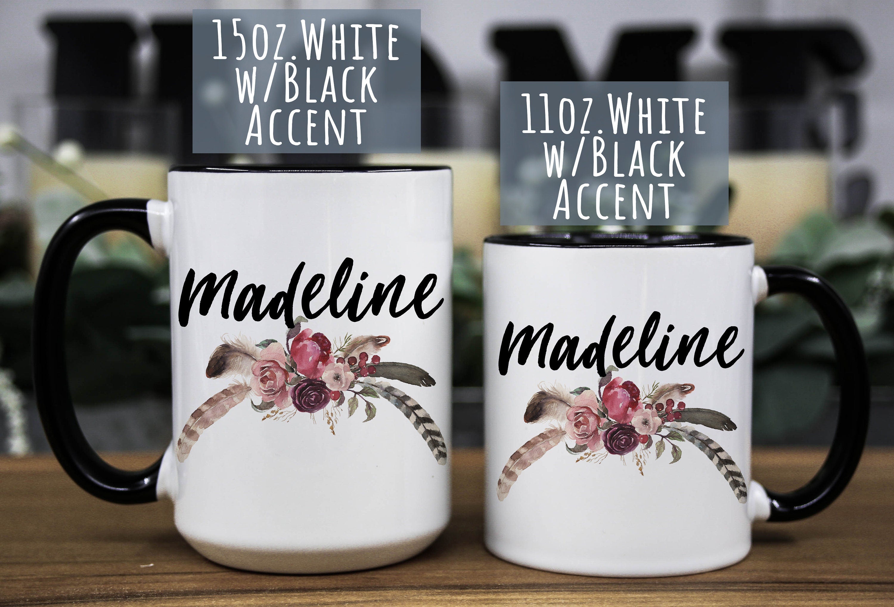 Personalized Floral Name Mug: Custom Birthday Gift