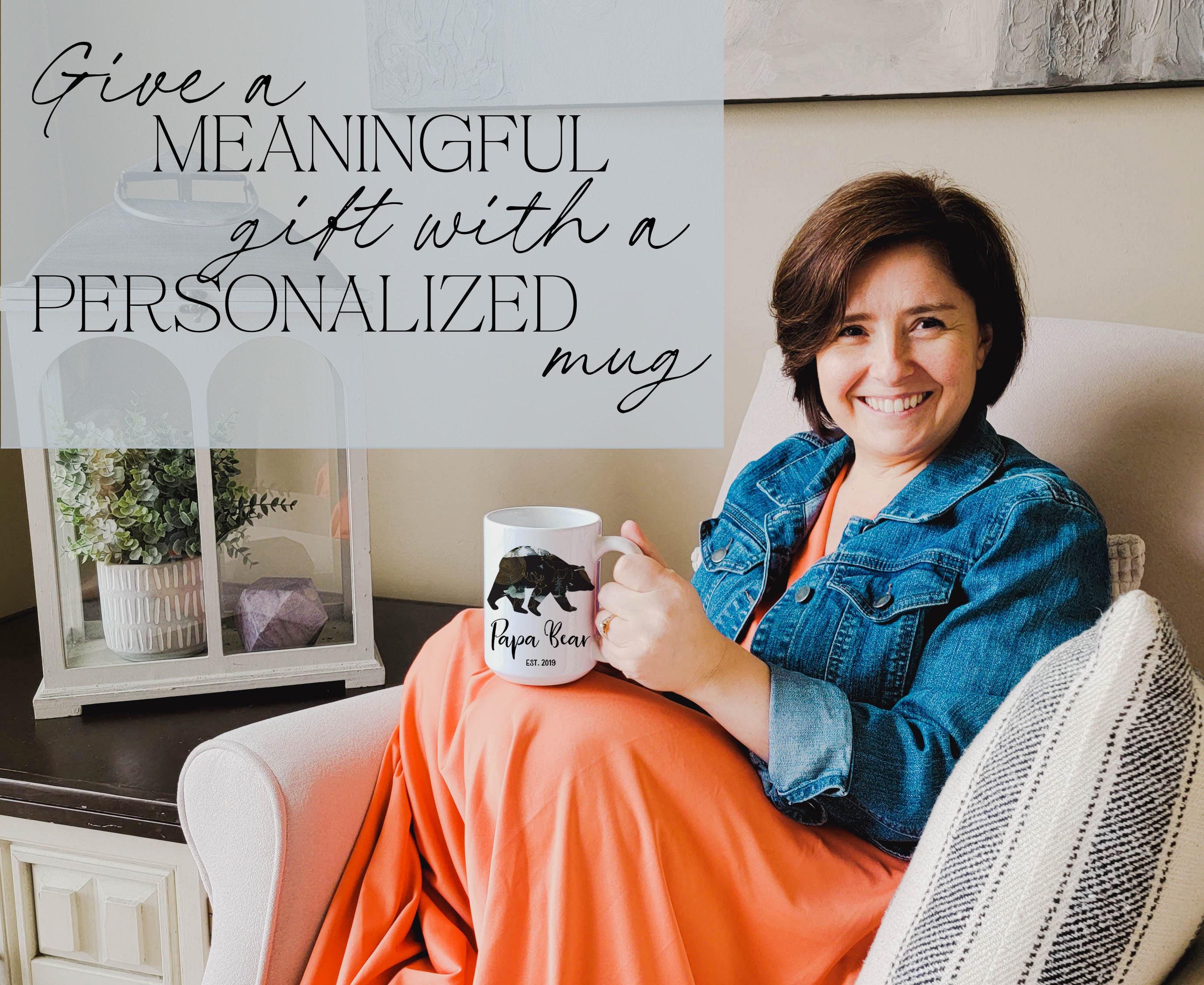 Personalized Papa Bear Mug: Wooded Forest Design, Father's Day Giftbox