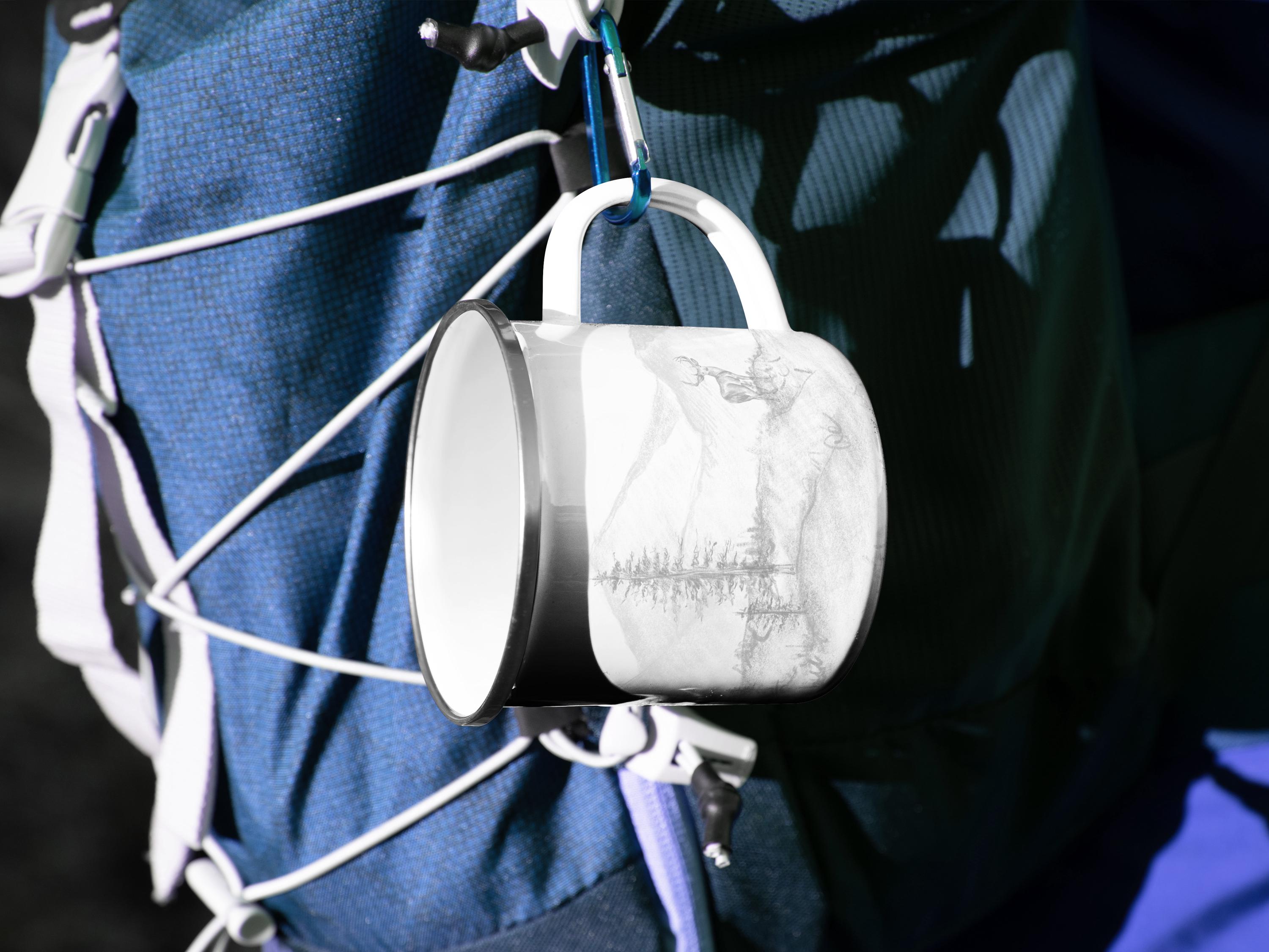 Personalized Deer Camp Mug: Hand-Sketched Nature Scene, Multiple Sizes & Colors Available