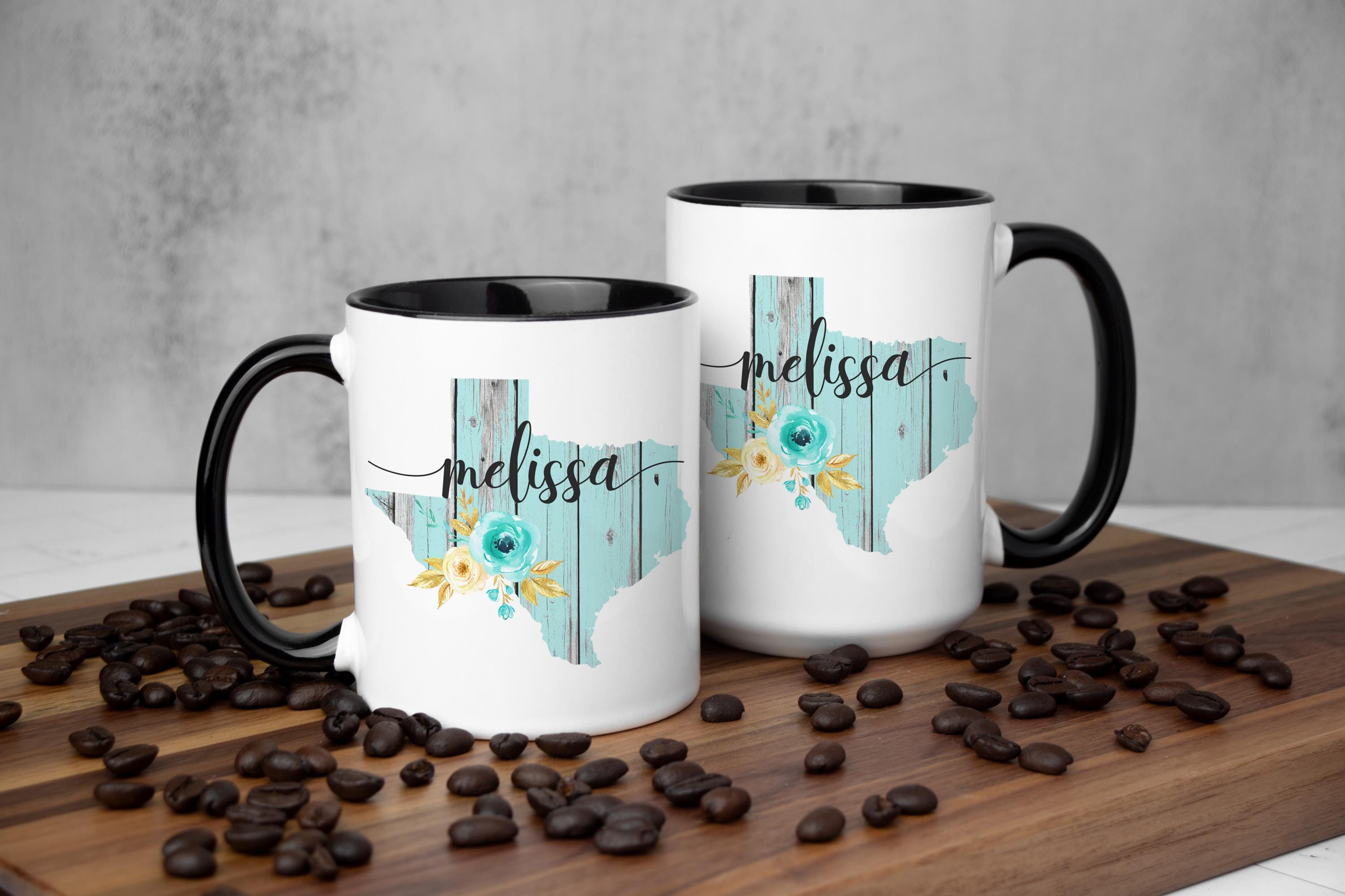 Personalized Texas Floral Coffee Mug: Custom Name Gift