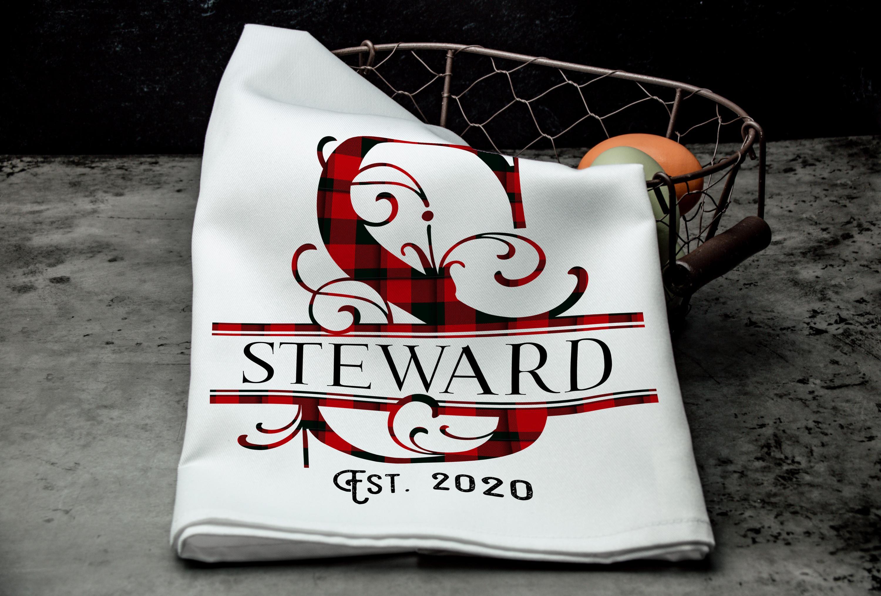 Personalized Christmas Tea Towel,  Buffalo Plaid Kitchen Towel, Monogram Custom Tea Towel, Last Name Tea Towel, Kitchen Dish Towels