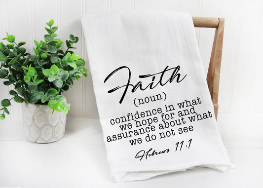 Tea Towel Faith Kitchen Towel, Bible verse Kitchen Towel, Dish Towels, Hanging Kitchen Towels, Hand Towel, Gift for her, Gift for new home