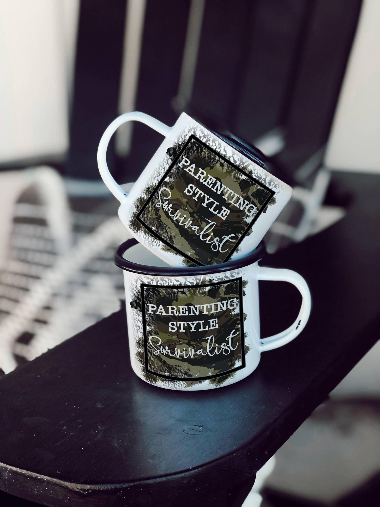 12oz/18oz Parenting Style Survivalist Camo Camping Mug, Mug for Parents, Funny Parent Gift, Durable Outdoor Mug, Perfect Gift for Moms/Dads