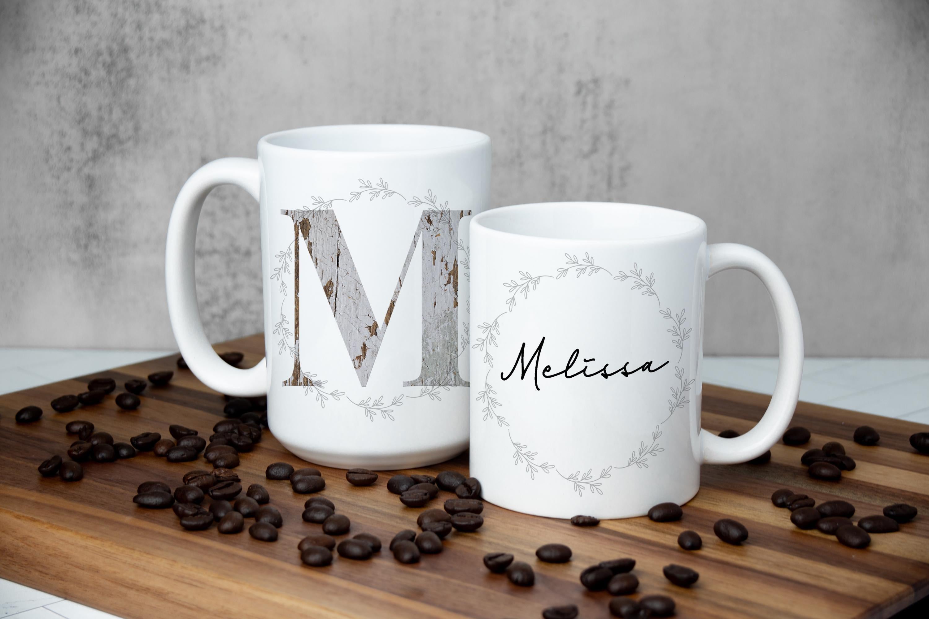 Personalized Farmhouse Mug: Rustic Monogrammed Ceramic Drinkware