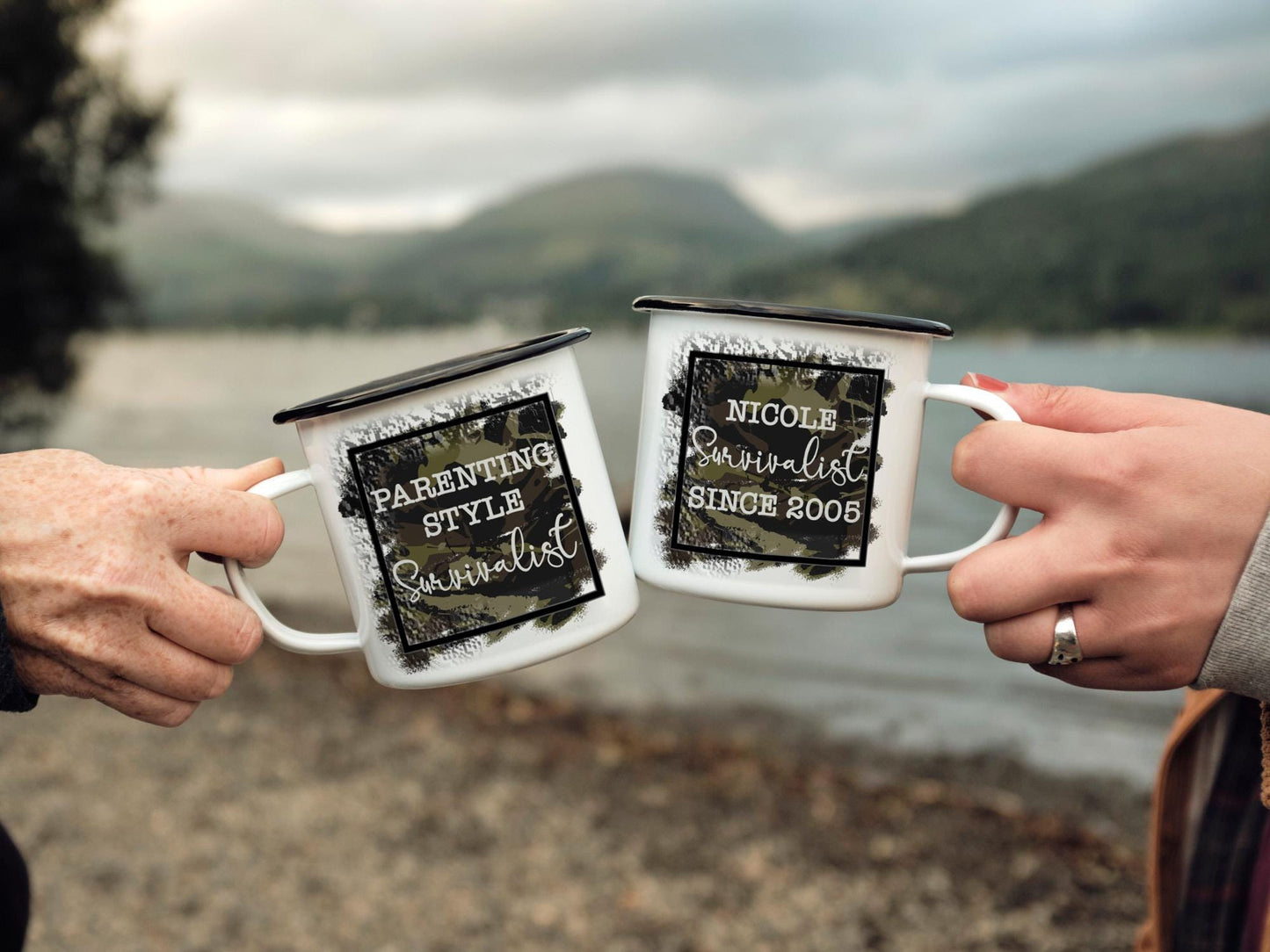 12oz/18oz Parenting Style Survivalist Camo Camping Mug, Mug for Parents, Funny Parent Gift, Durable Outdoor Mug, Perfect Gift for Moms/Dads