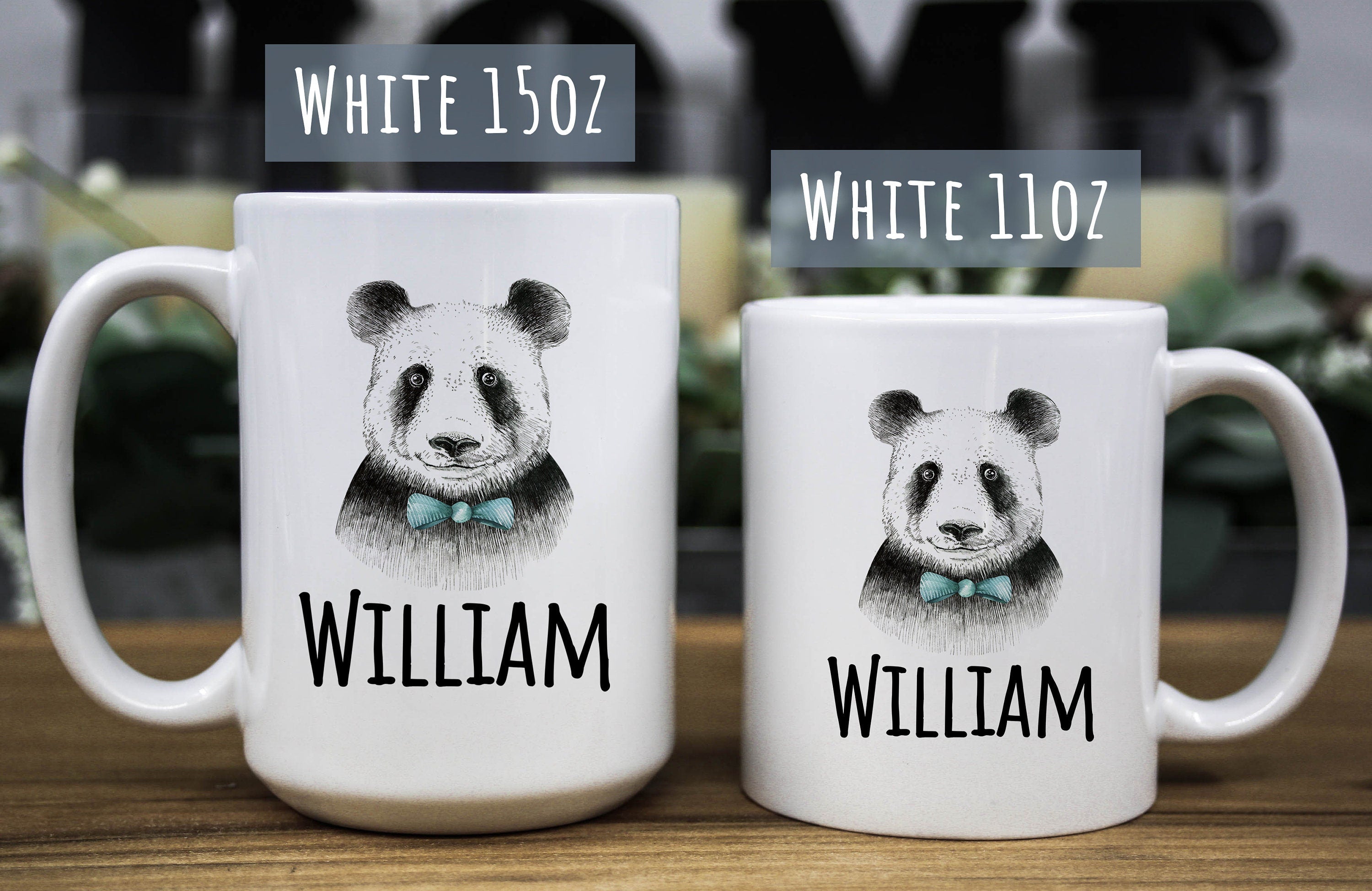 Personalized Name Mug for Men - Bear Coffee mug for him - Animal mug gift for him - Father's day name mug for him - Panda gift mug for him