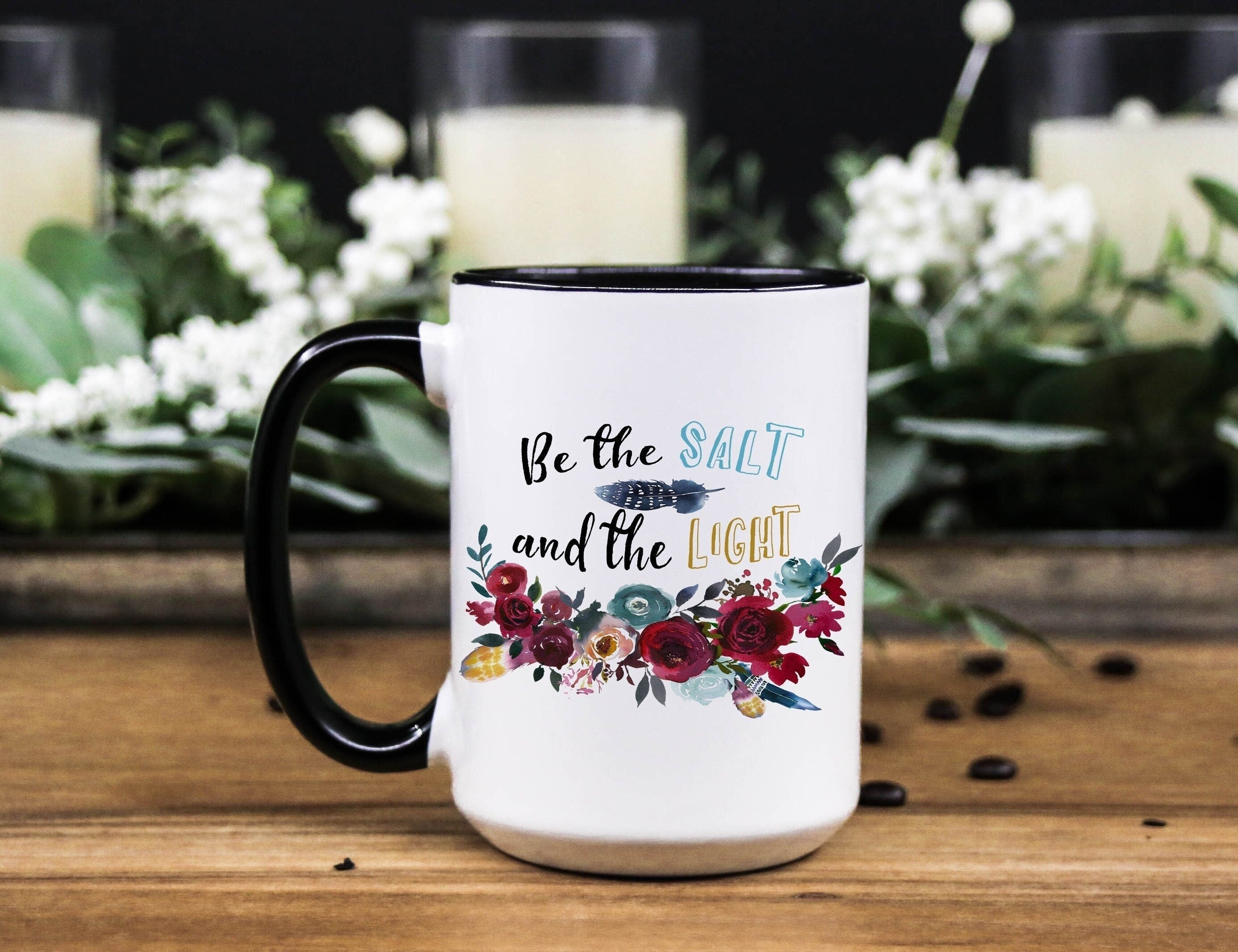 Floral Coffee Mug: Inspirational Bible Quote Gift, Multiple Sizes & Colors Available (Gift Box Included)