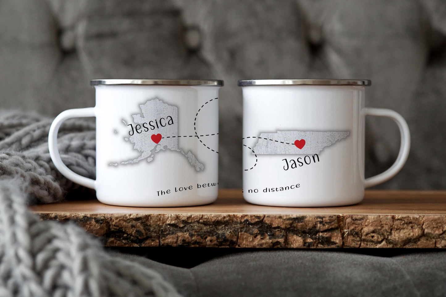 12oz/18oz Personalized Two State Camp Cup, Friendship gift, 50 States, Long Distance Relationship Mug, Outdoor Adventure Gear for her/him