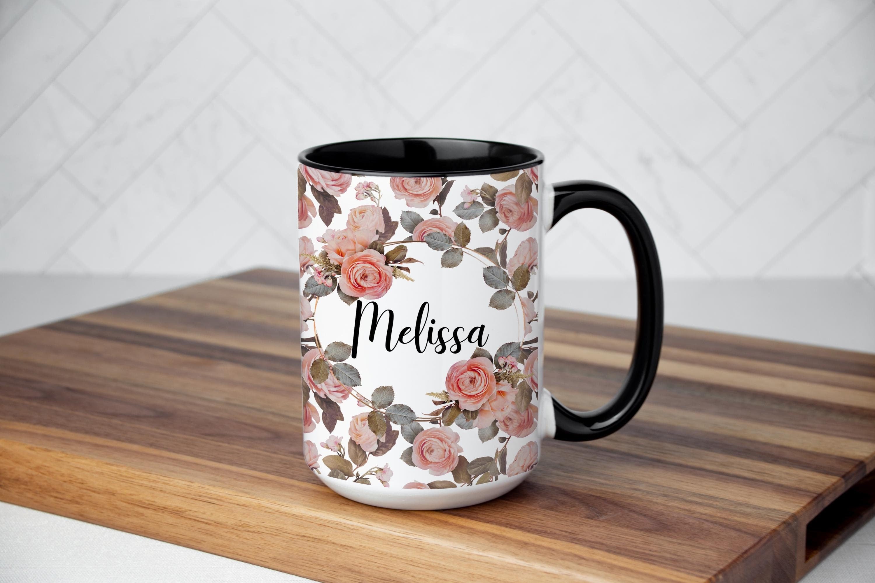 Personalized Mug for women - Floral mug - Custom gift mug for her - Name Mug for girls - Name mom mug - Birthday gift mug for women -Mom Mug