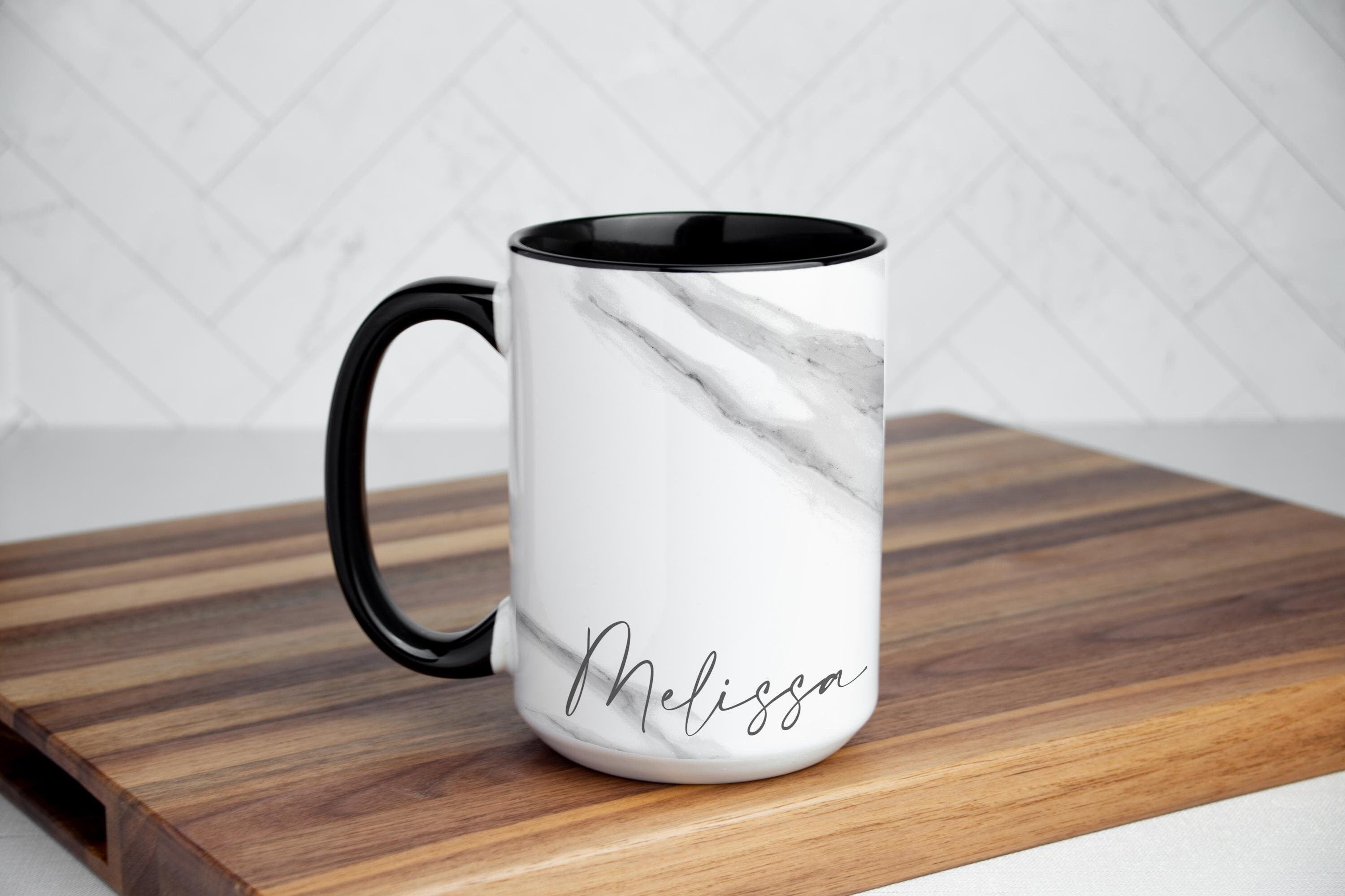 Personalized Marble-Effect Coffee Mug: Custom Name Ceramic Drinkware