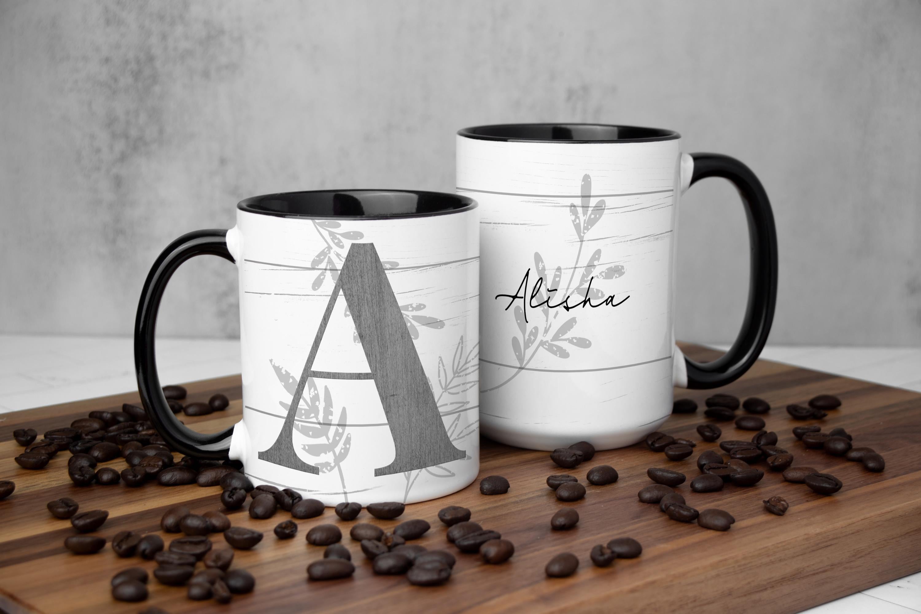 Personalized Farmhouse Mug: Monogram Initial, Rustic Coffee Cup