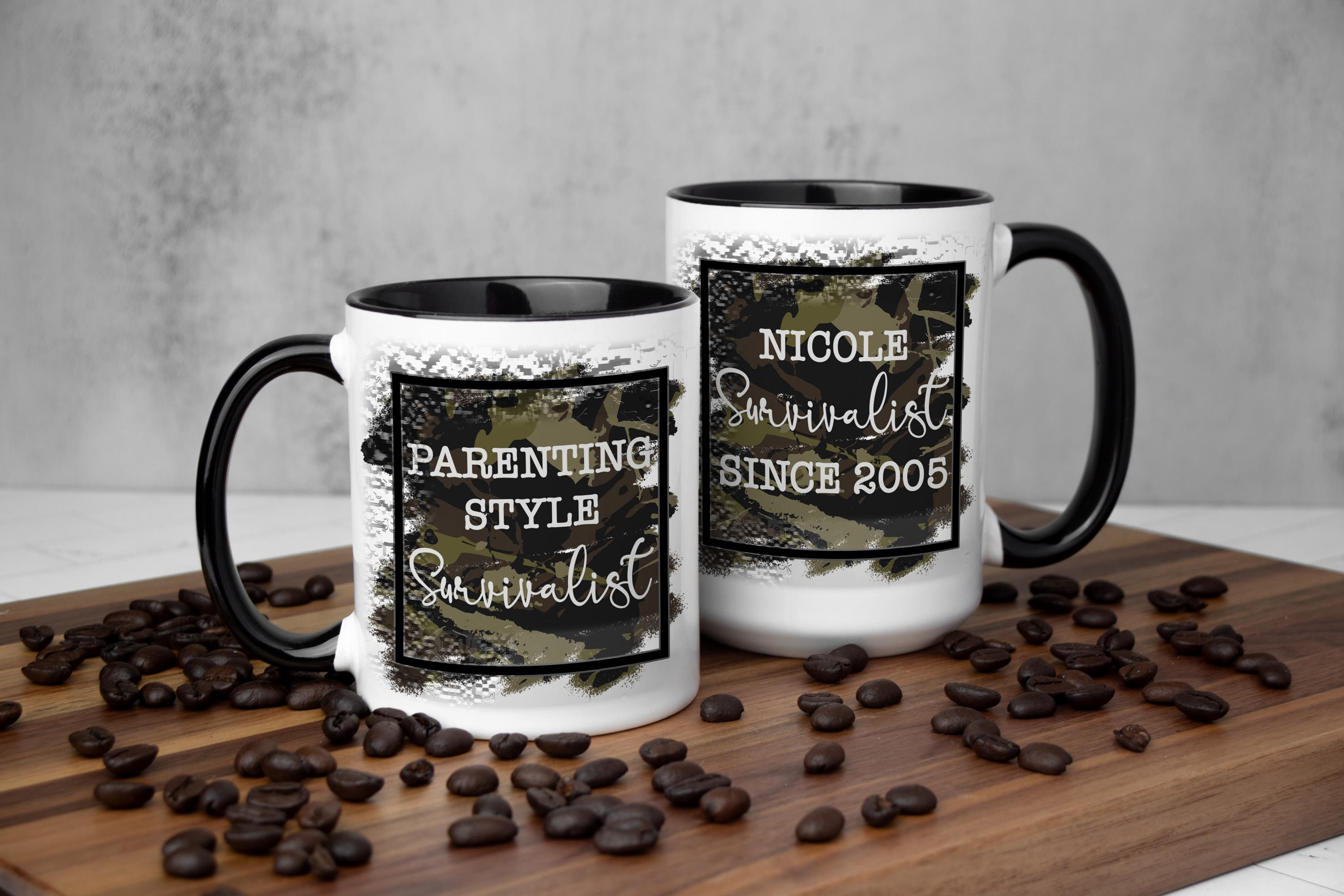 Personalized Parenting Survivalist Mug: Funny Camo Coffee Gift