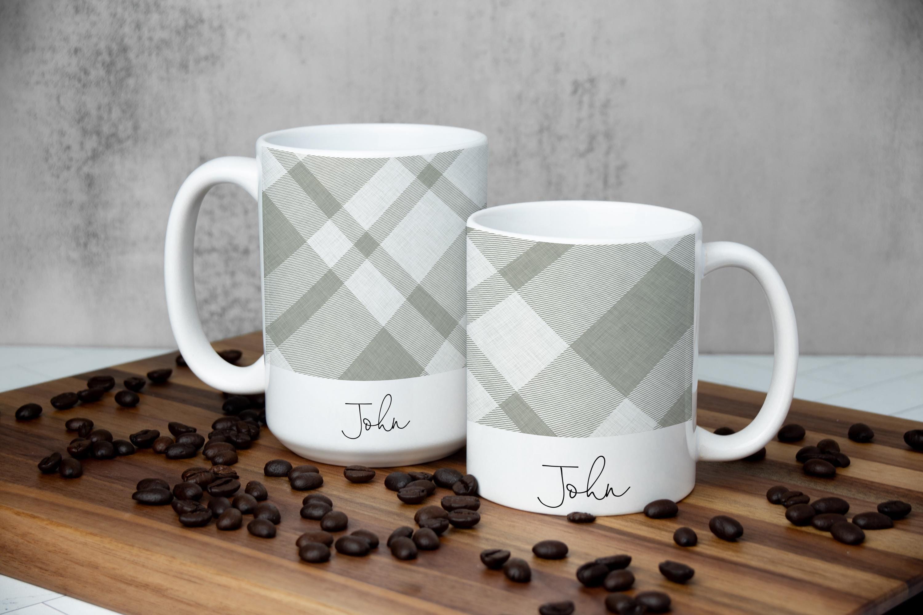 Personalized Plaid Mug for Men: Nature Lover Gift Multiple Sizes & Colors Available (Giftbox Included)