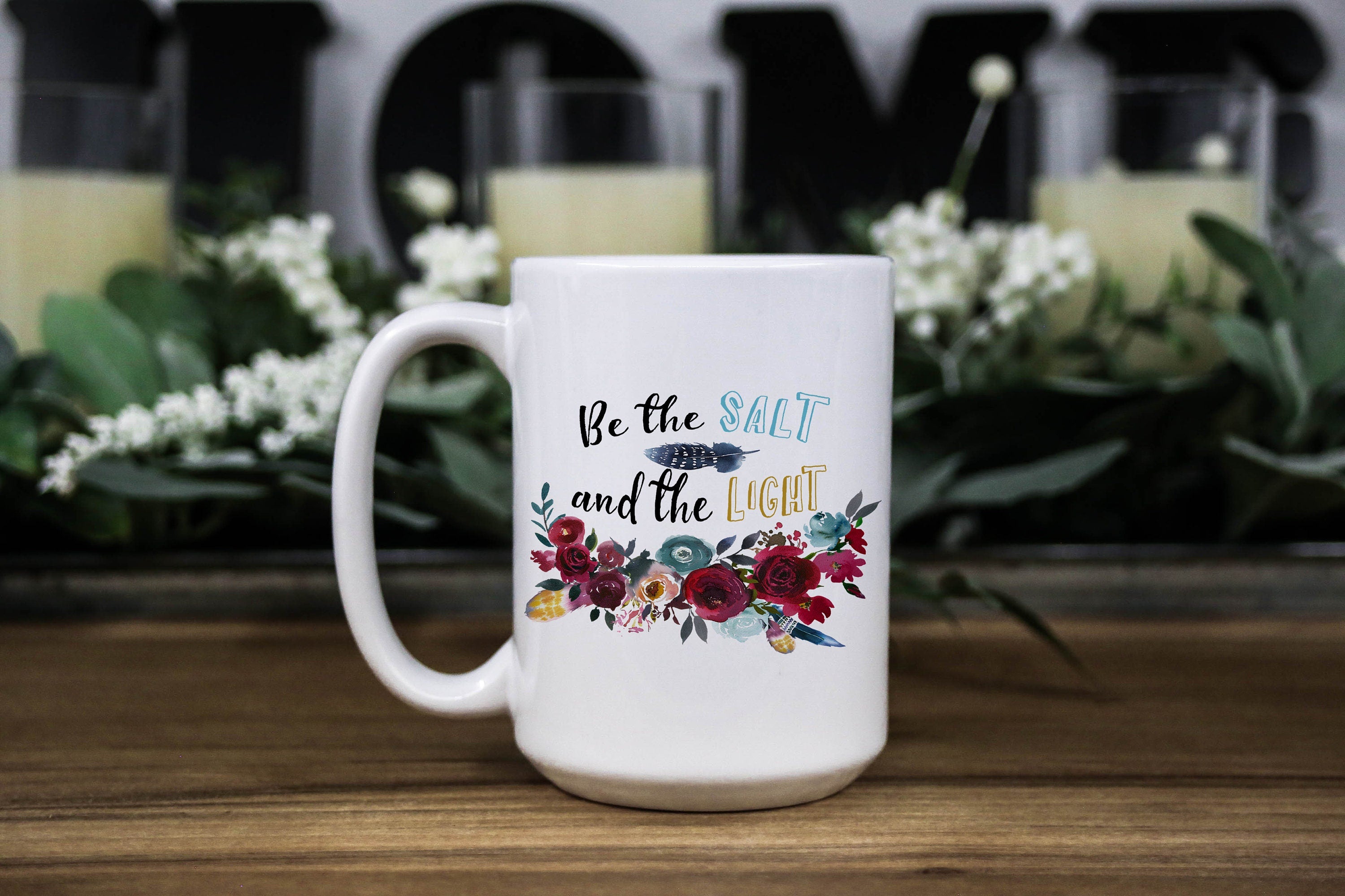 Floral Coffee Mug: Inspirational Bible Quote Gift, Multiple Sizes & Colors Available (Gift Box Included)