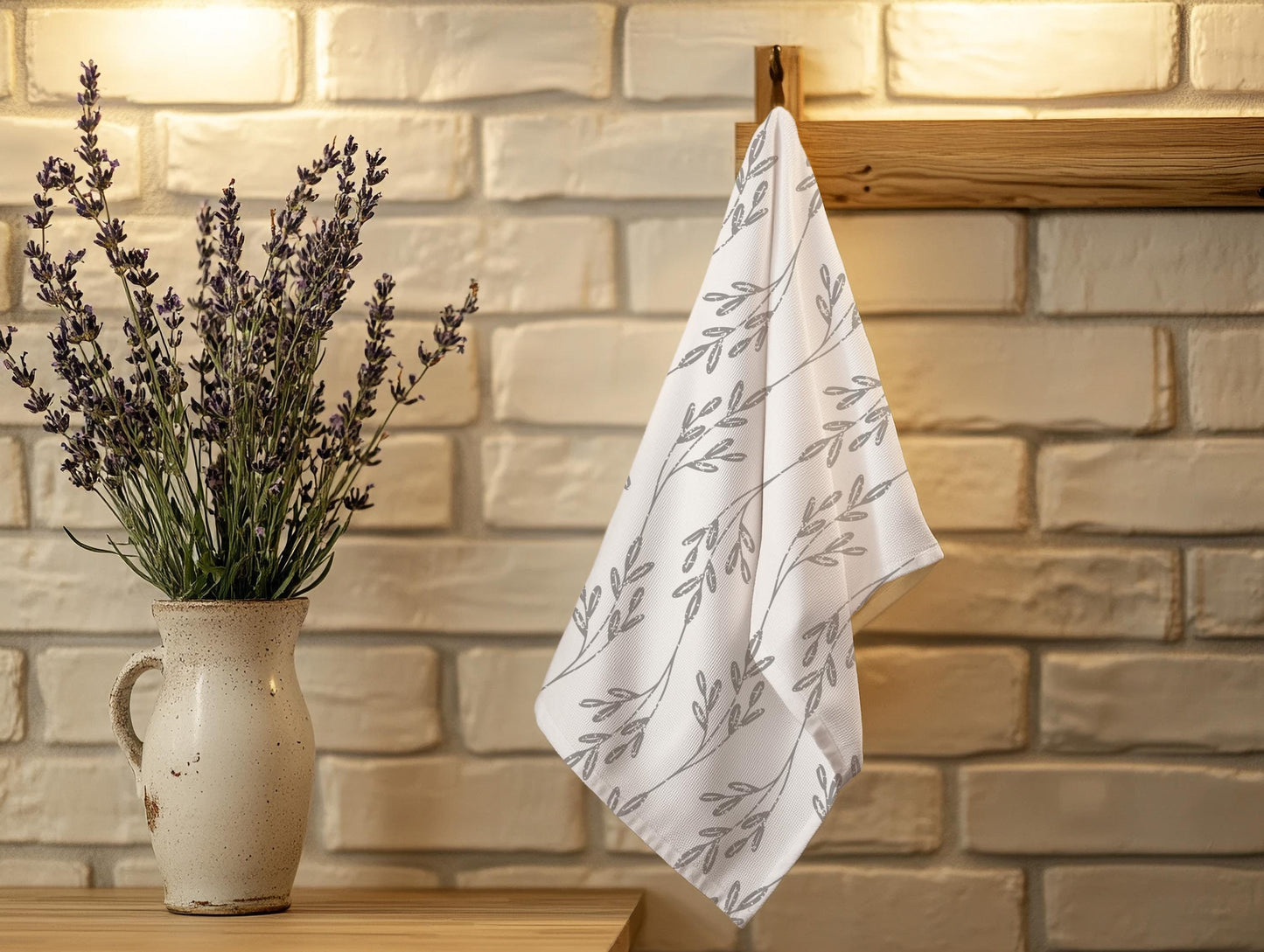 Personalized Farmhouse Tea Towel Set: Custom Monogram Kitchen Towels with Complementary Patterns, Rustic Kitchen Decor Gift