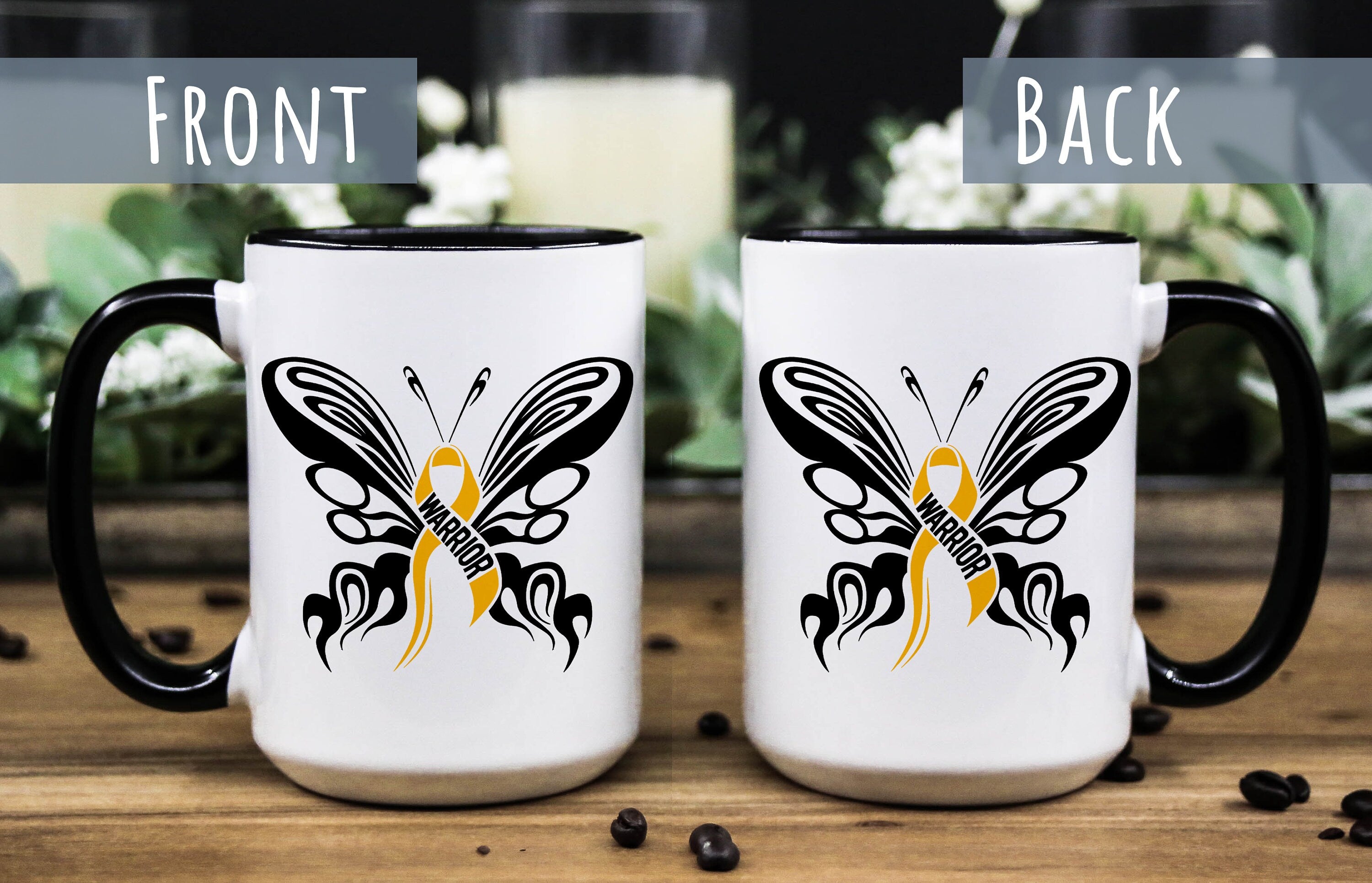 Spina Bifida Awareness Coffee Mug: Butterfly Design, Special Needs Mom Gift