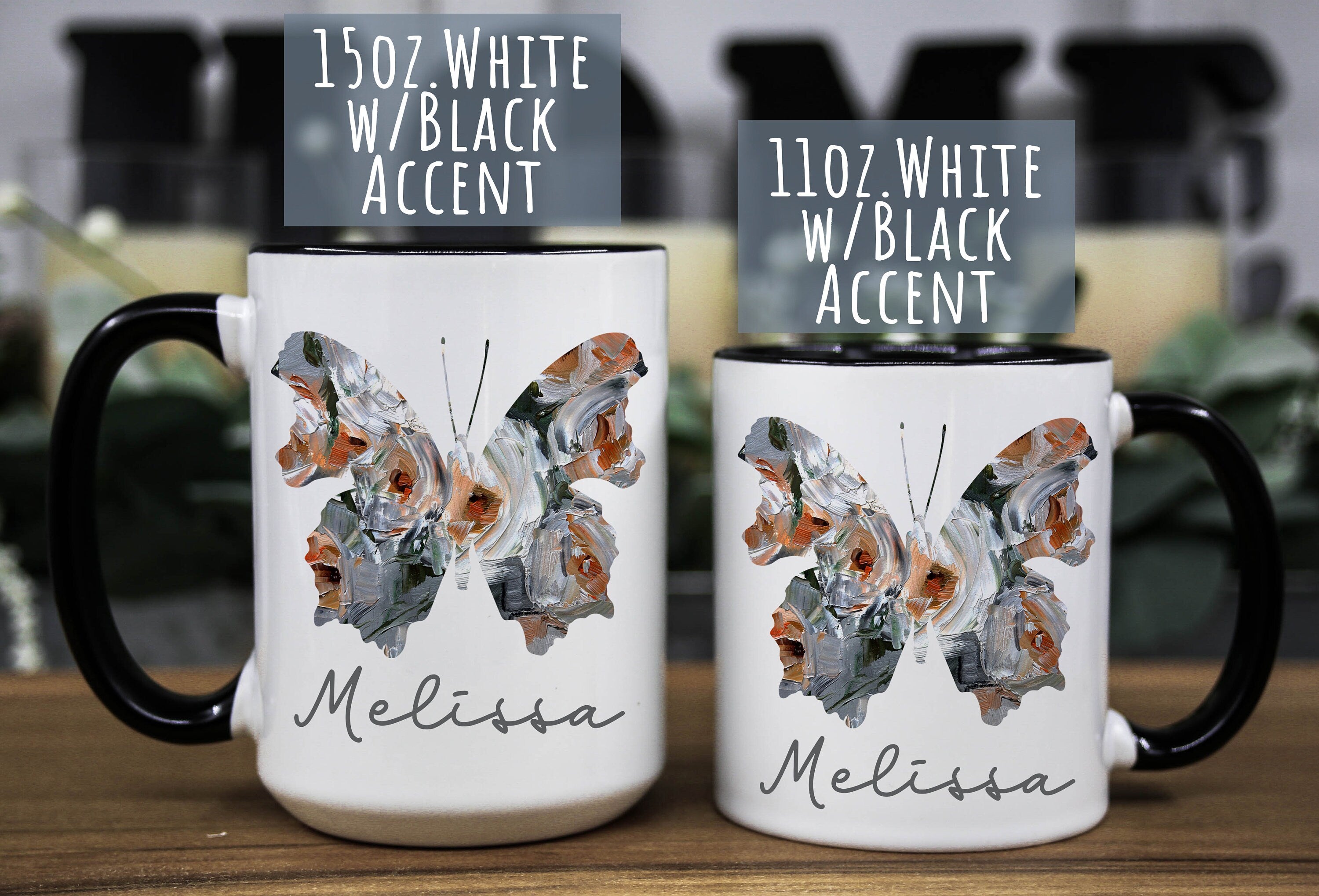 Personalized Butterfly Coffee Mug: Custom Name Gift, Multiple Sizes & Colors Available (Giftbox included)