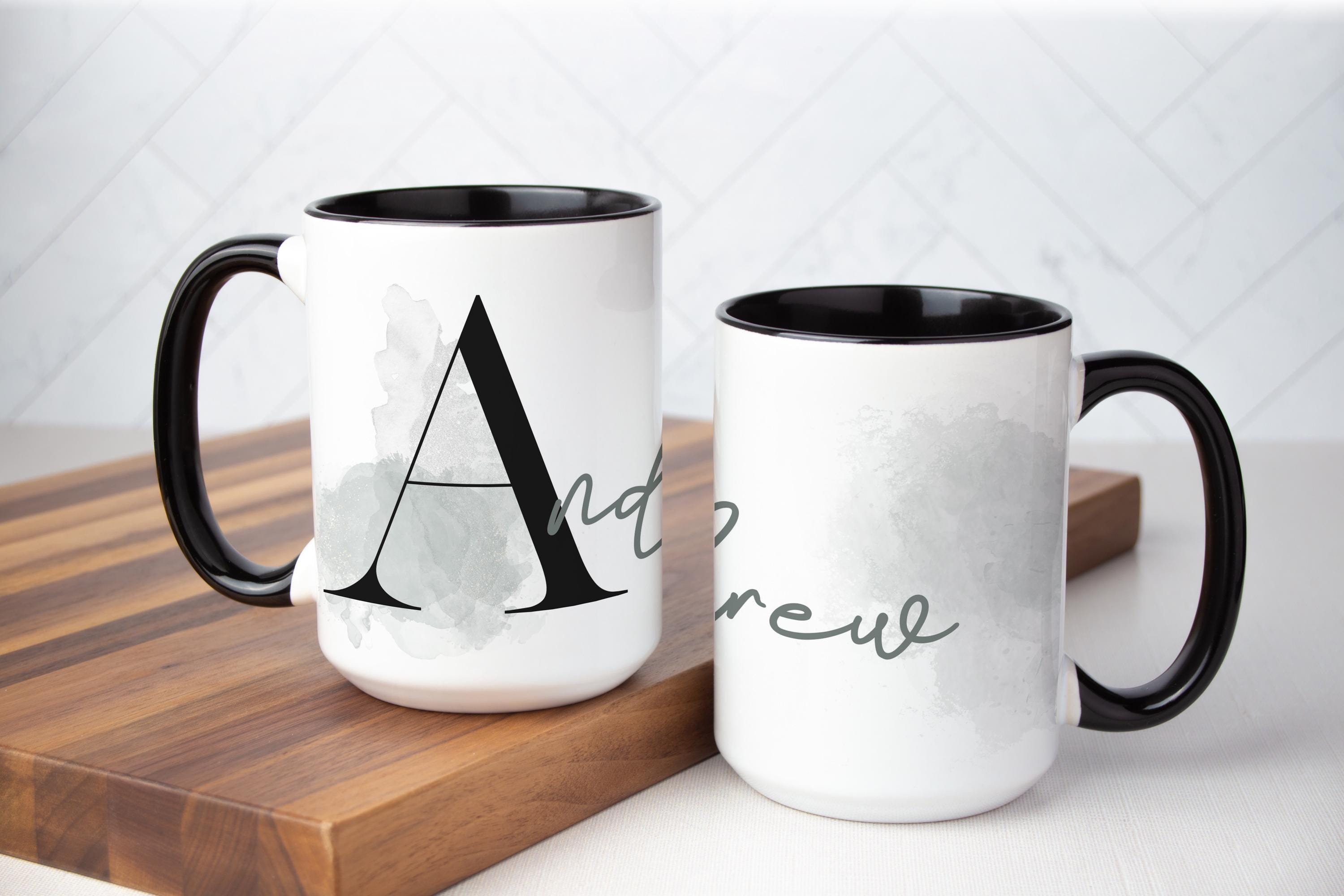Personalized Monogram Coffee Mug for Men: Fleur Verte Collection