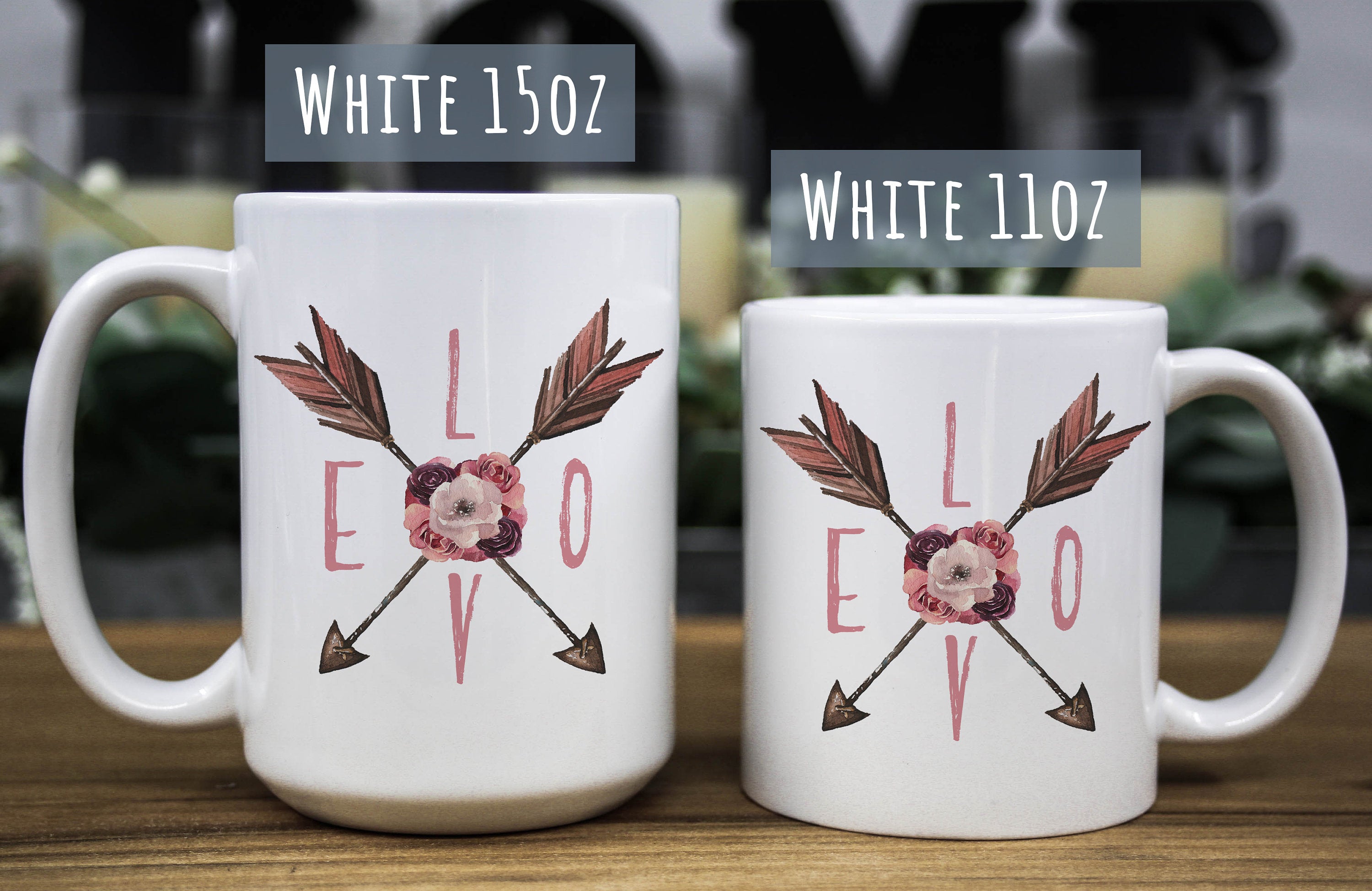 LOVE mug for women - Floral ceramic mug - gift for her - Coffee Cup Floral Design - Mug gift for her - Floral mug for mom -Daughter gift mug