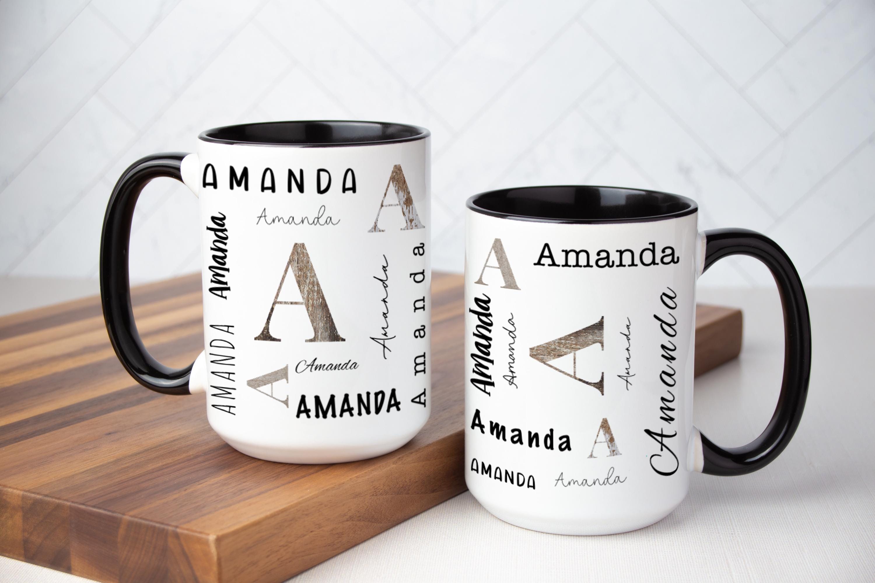Rustic Repeating Monogram Coffee Mug: Personalized Farmhouse Decor