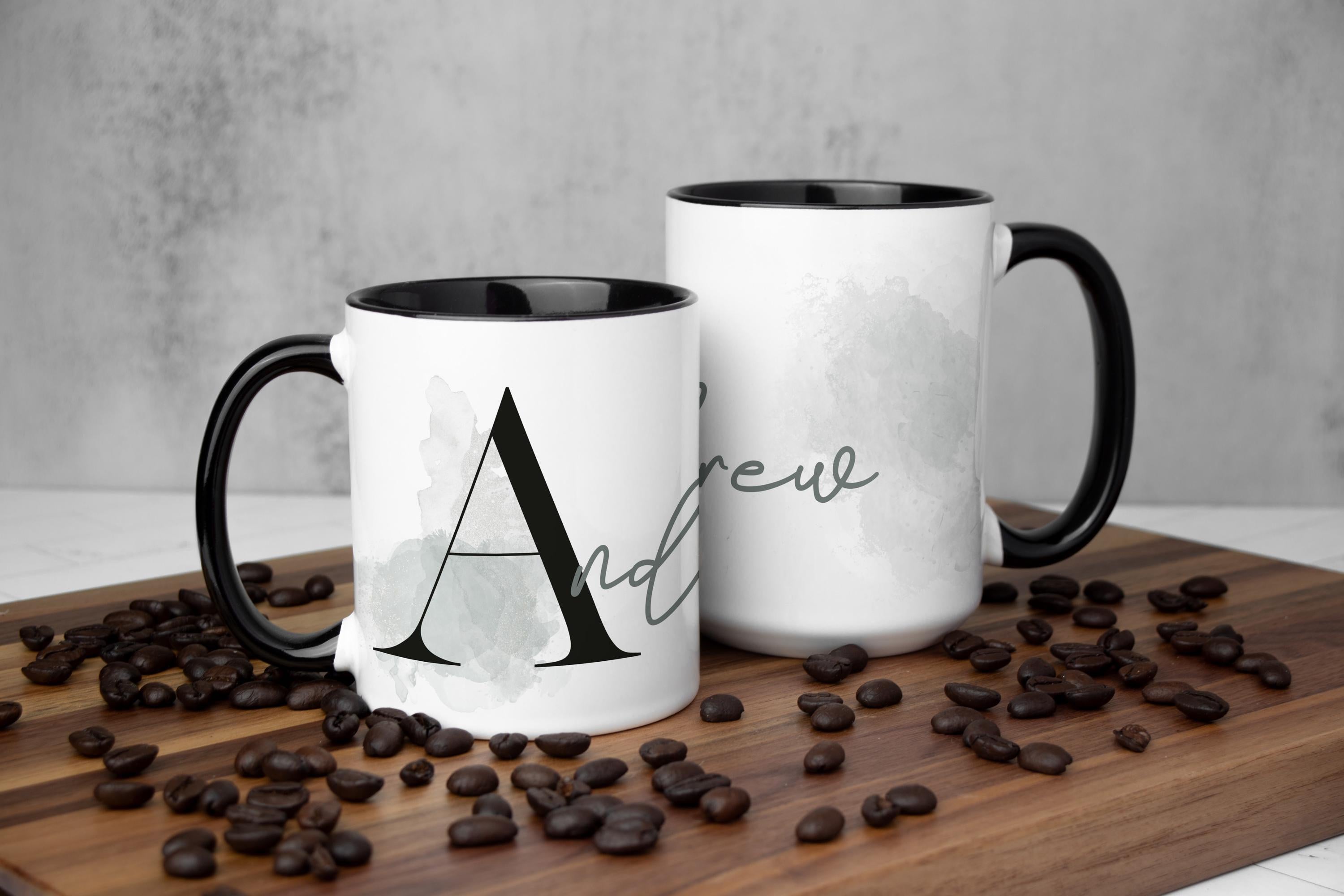 Personalized Monogram Coffee Mug for Men: Fleur Verte Collection