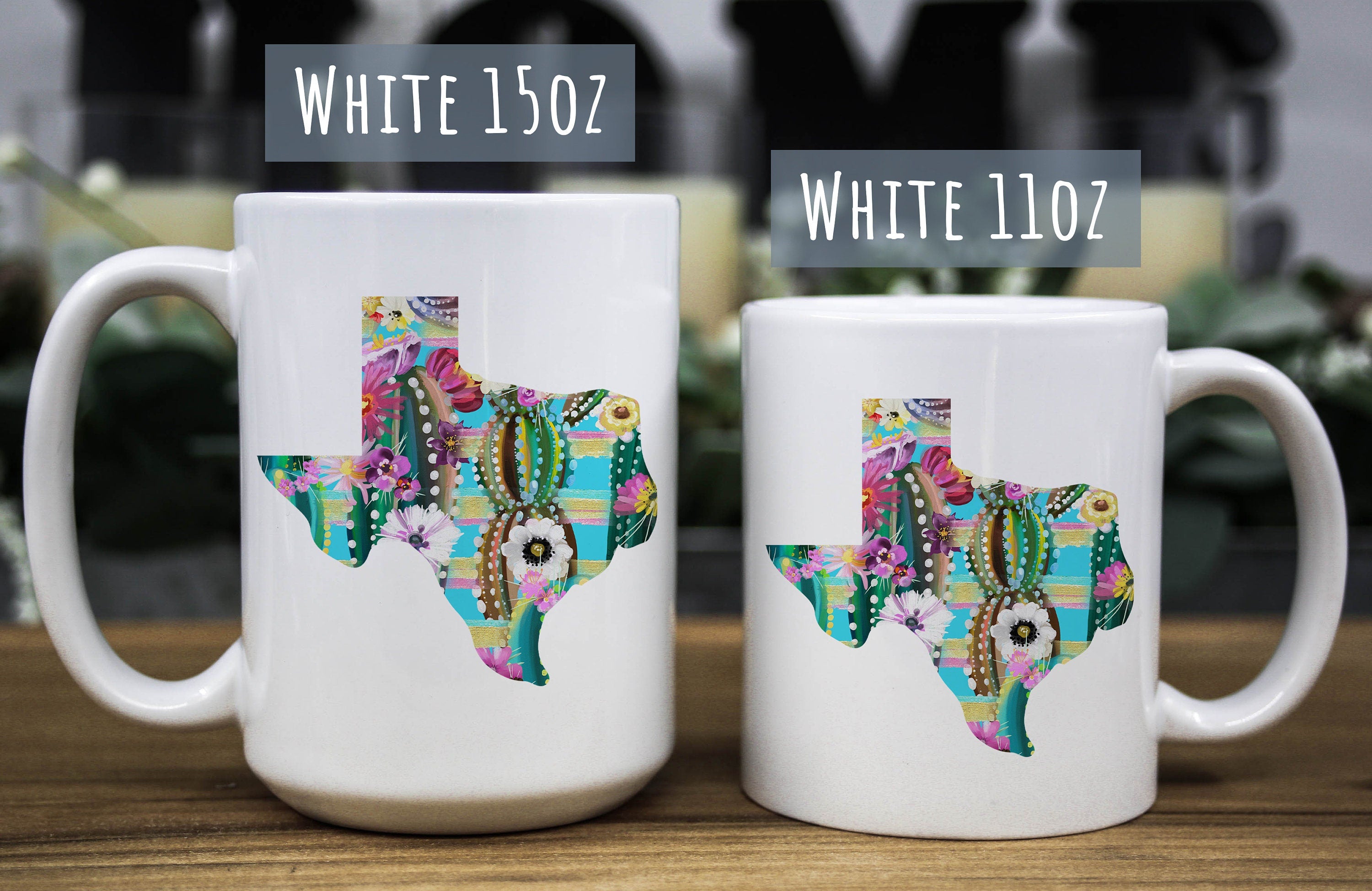 Texas Cactus Floral Coffee Mug: State Pride Gift
