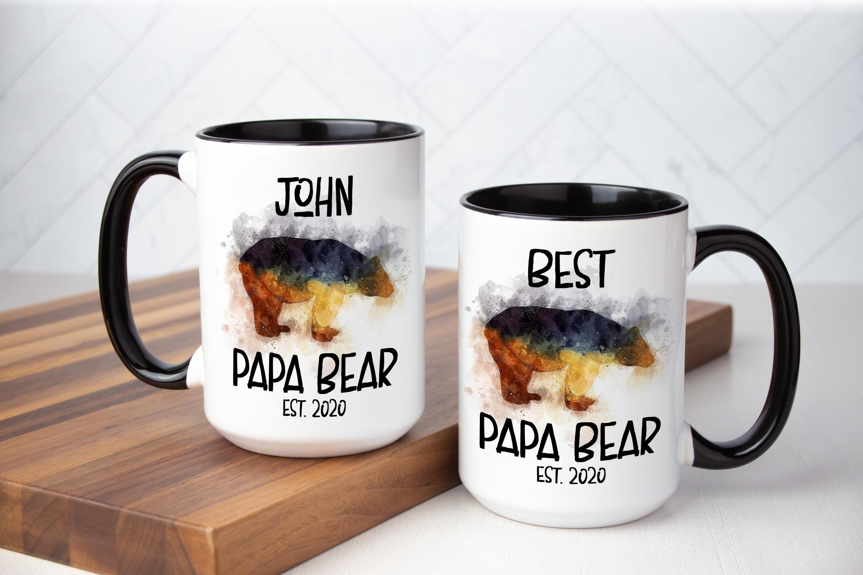 Personalized Papa BEAR Mug for Dad with Giftbox, Best Dad Coffee Cup, Custom Father's Day mug with Customized text, Sizes and color options