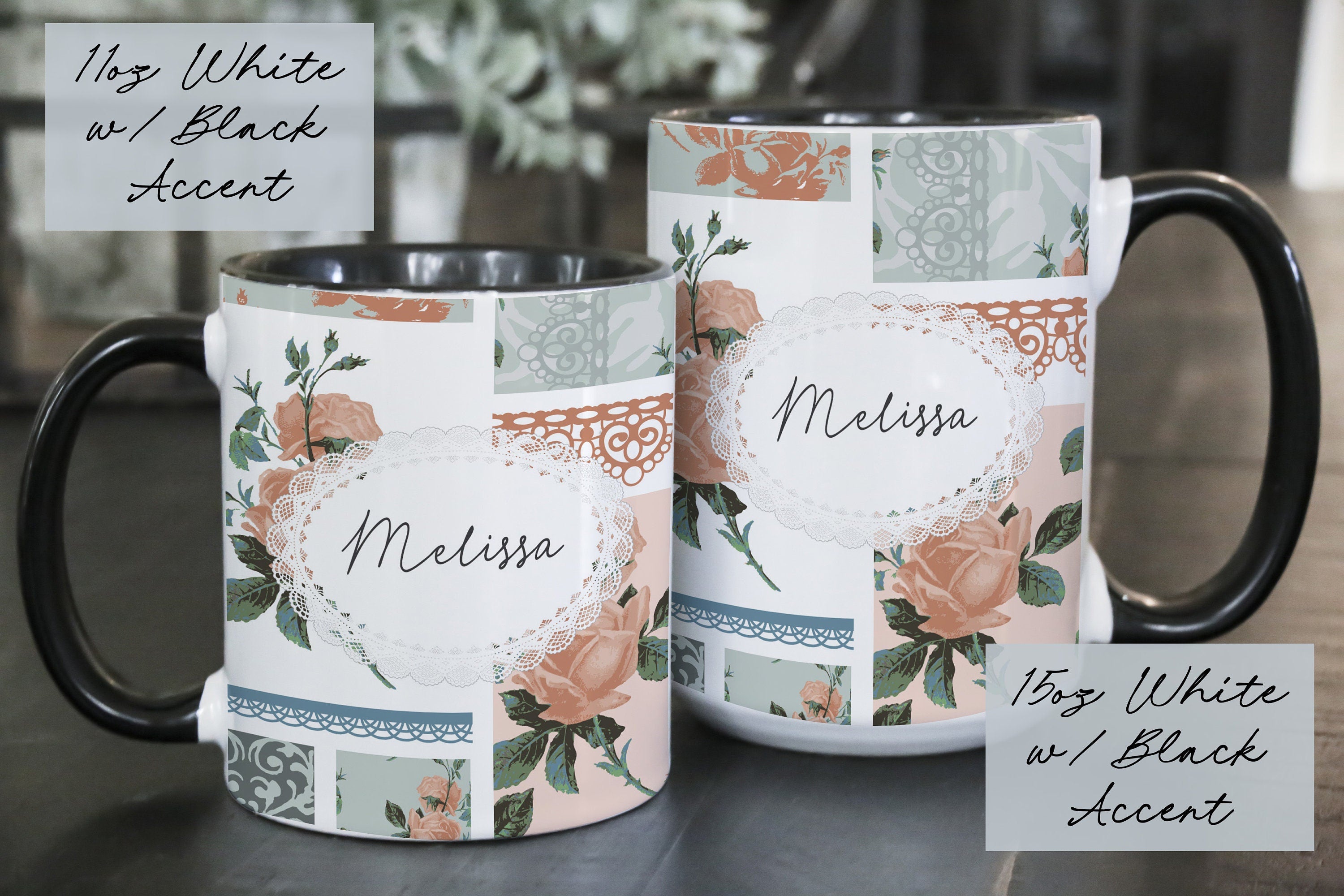 Personalized Quilter Mug: Floral Sewing Design, Custom Name Coffee Mug