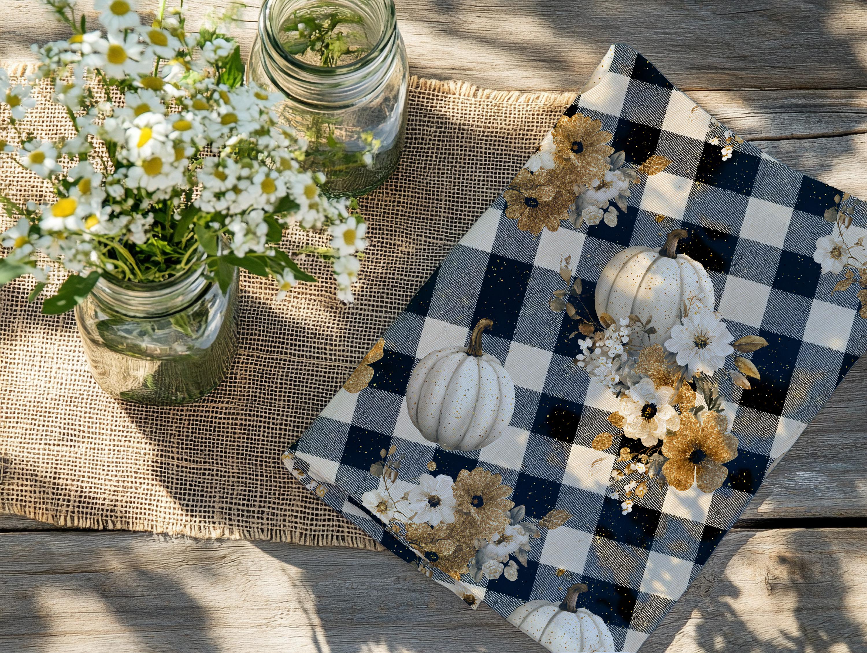Personalized Pumpkin Spice Tea Towel Set: Rustic Fall Decor