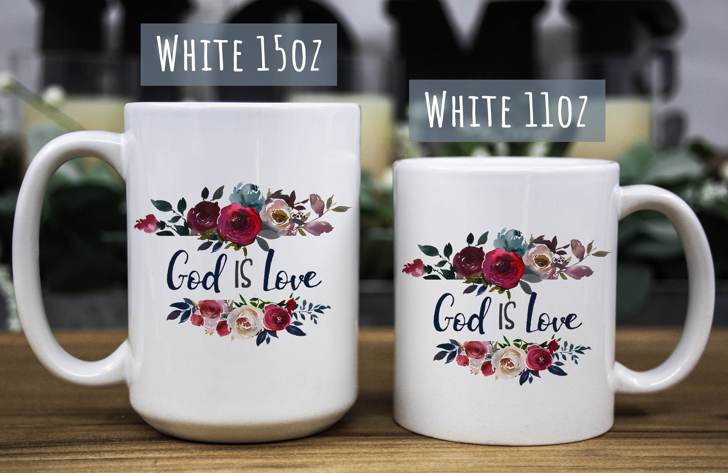 Floral 'God is Love' Coffee Mug - Inspirational Bible Quote