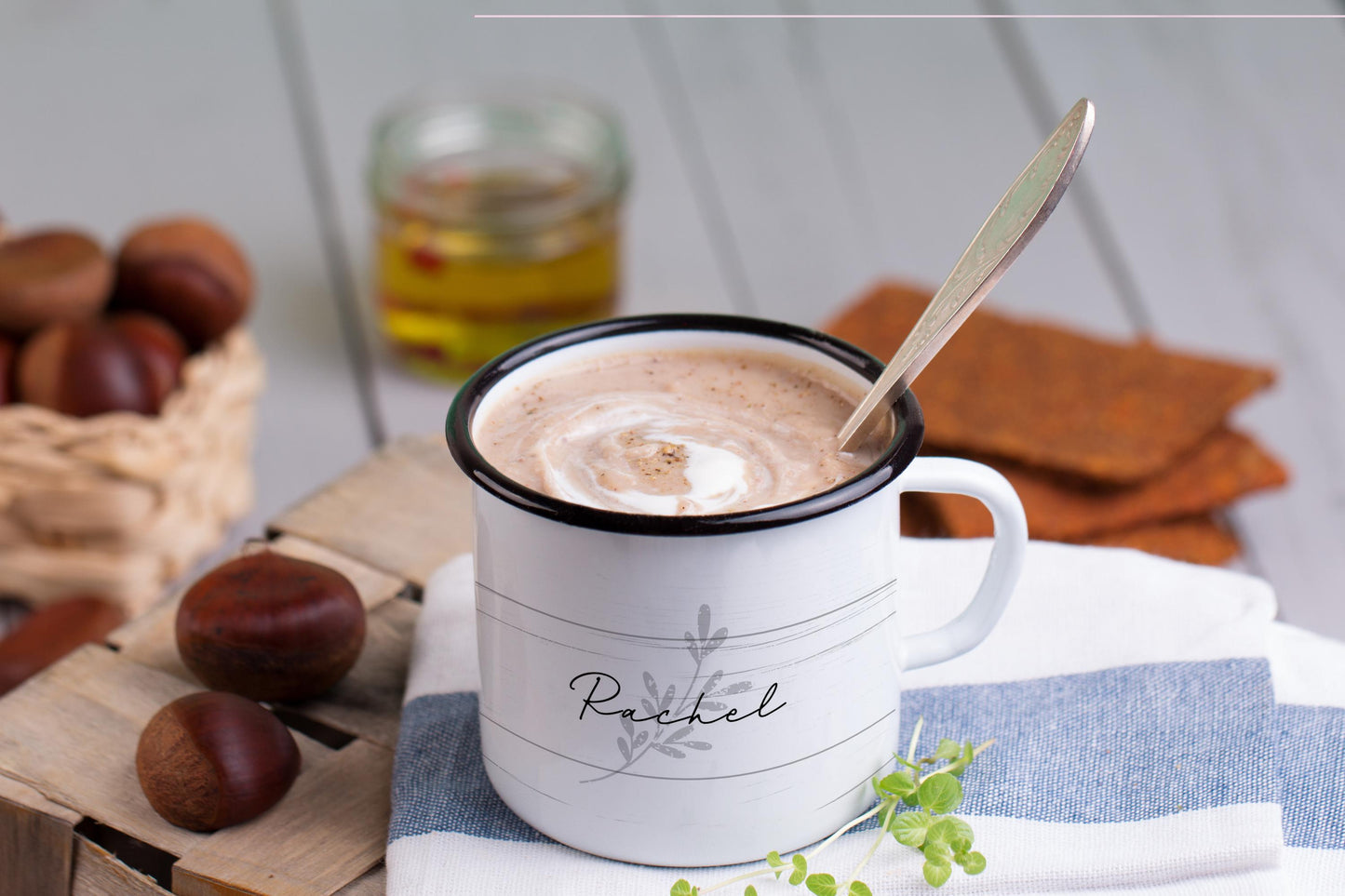 12oz/18oz Rustic Personalized Enamel Camp Cup, Farmhouse kitchen decor, Nature Lover Gift, Outdoor Adventure Gear for her/him