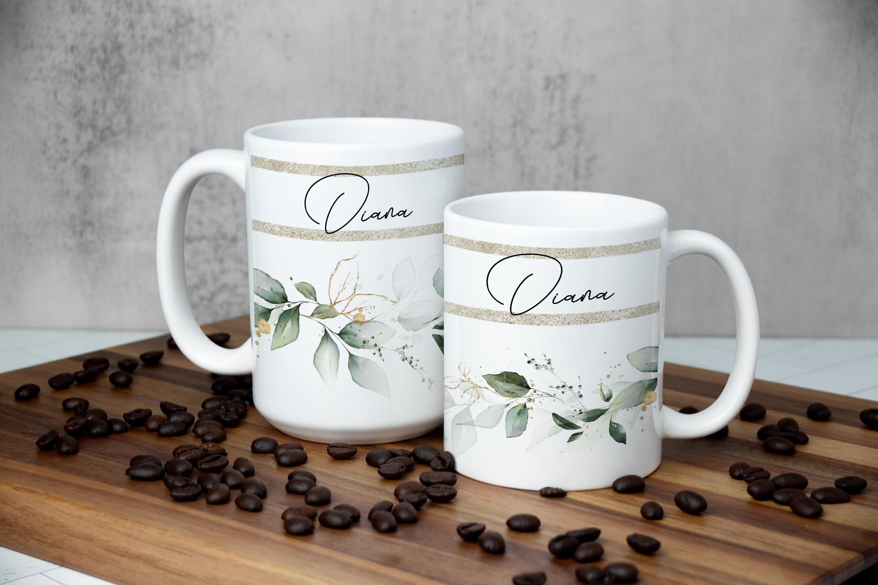 Personalized Greenery Mug: Nature Lover Coffee Cup, Gift Box
