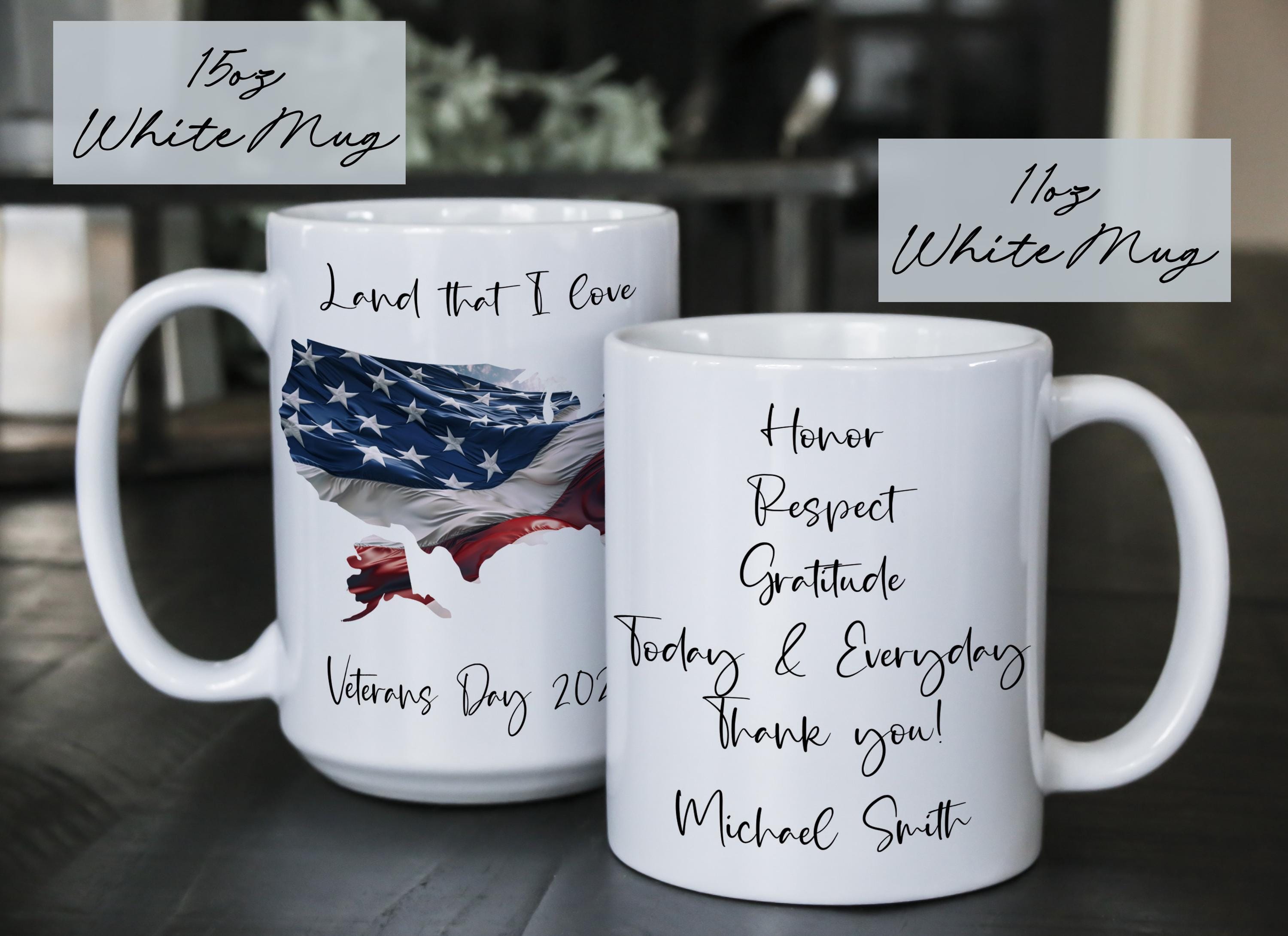 Personalized Veteran's Day Mug: American Flag Gift