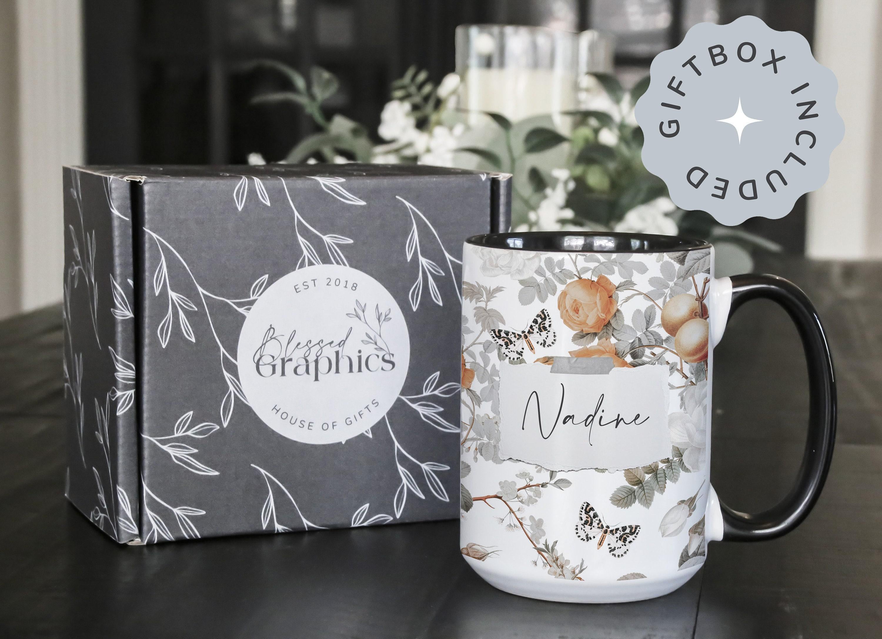 Personalized Mug for Women & Girls, Custom Name Mug, Floral Coffee Mug, Personalized Gift for Her, Custom Gift Mug, Coffee Mug with Name