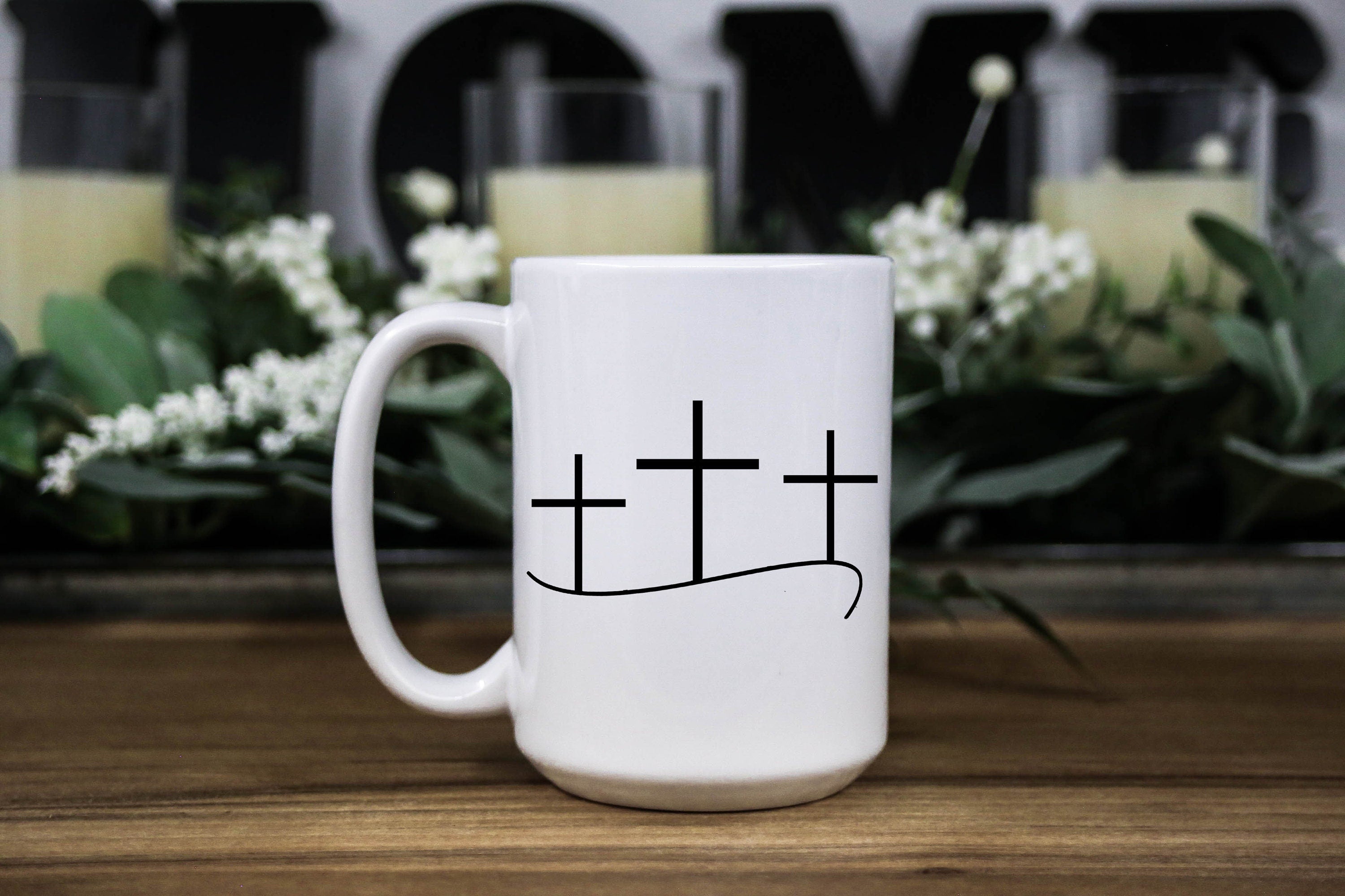 Christian Coffee Mug: Three Crosses Easter Gift, Multiple Sizes & Colors Available (Gift Box Included)