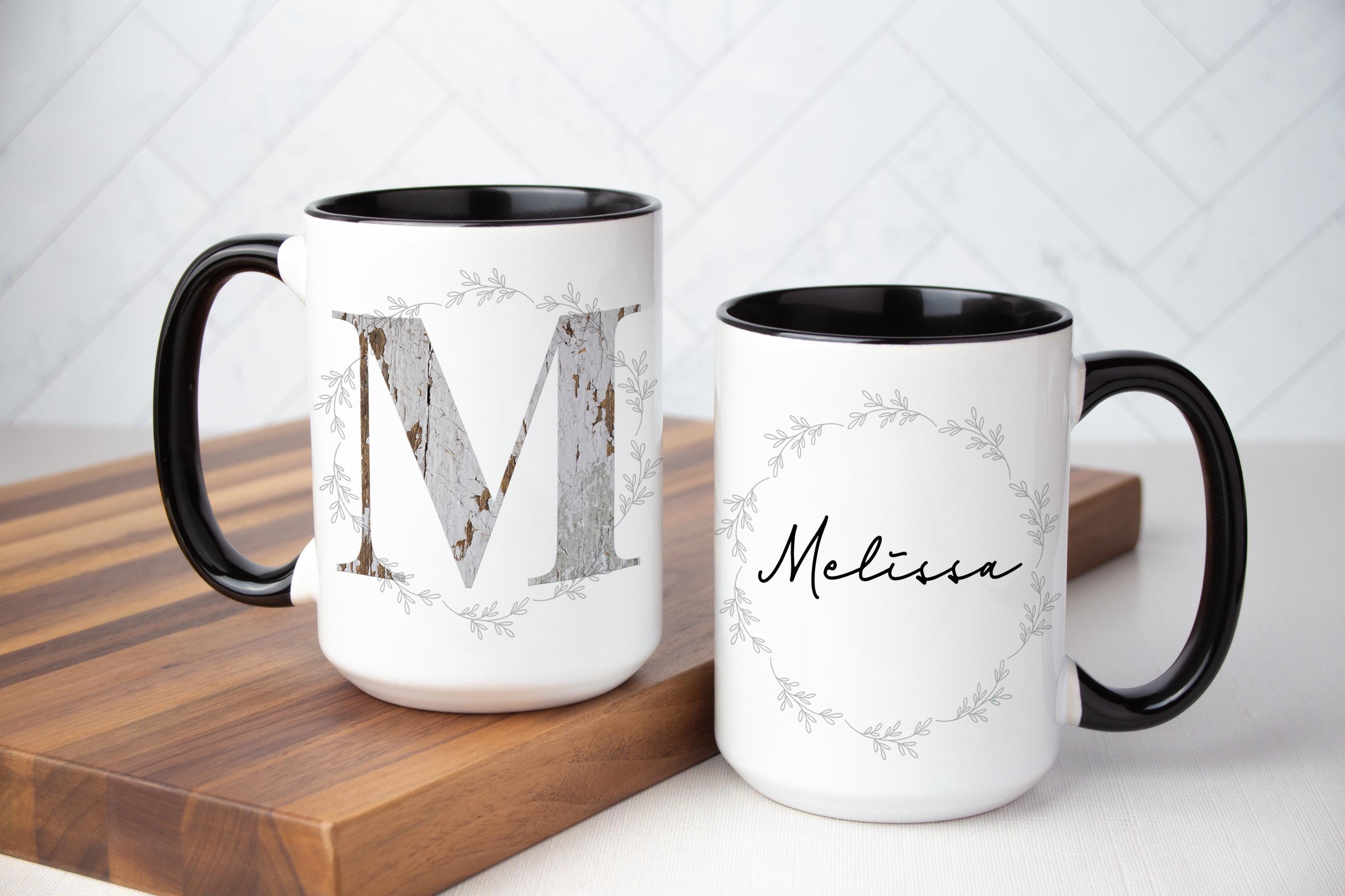 Personalized Farmhouse Mug: Rustic Monogrammed Ceramic Drinkware