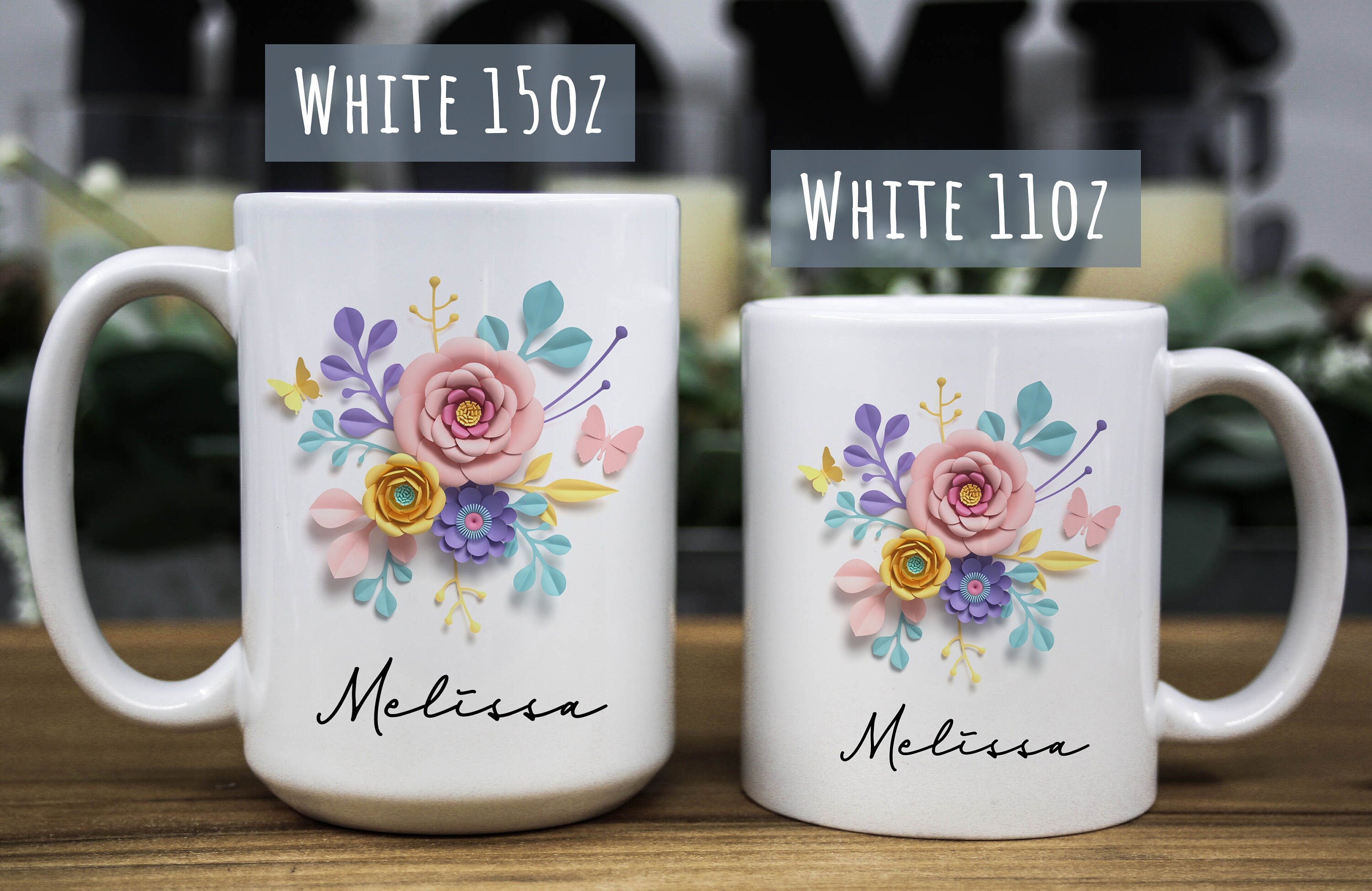 Personalized Mug for women, Floral custom mug, Custom gift mug for her, Name Mug Gift, Personalized gift for mom, Floral Name Gift Mug