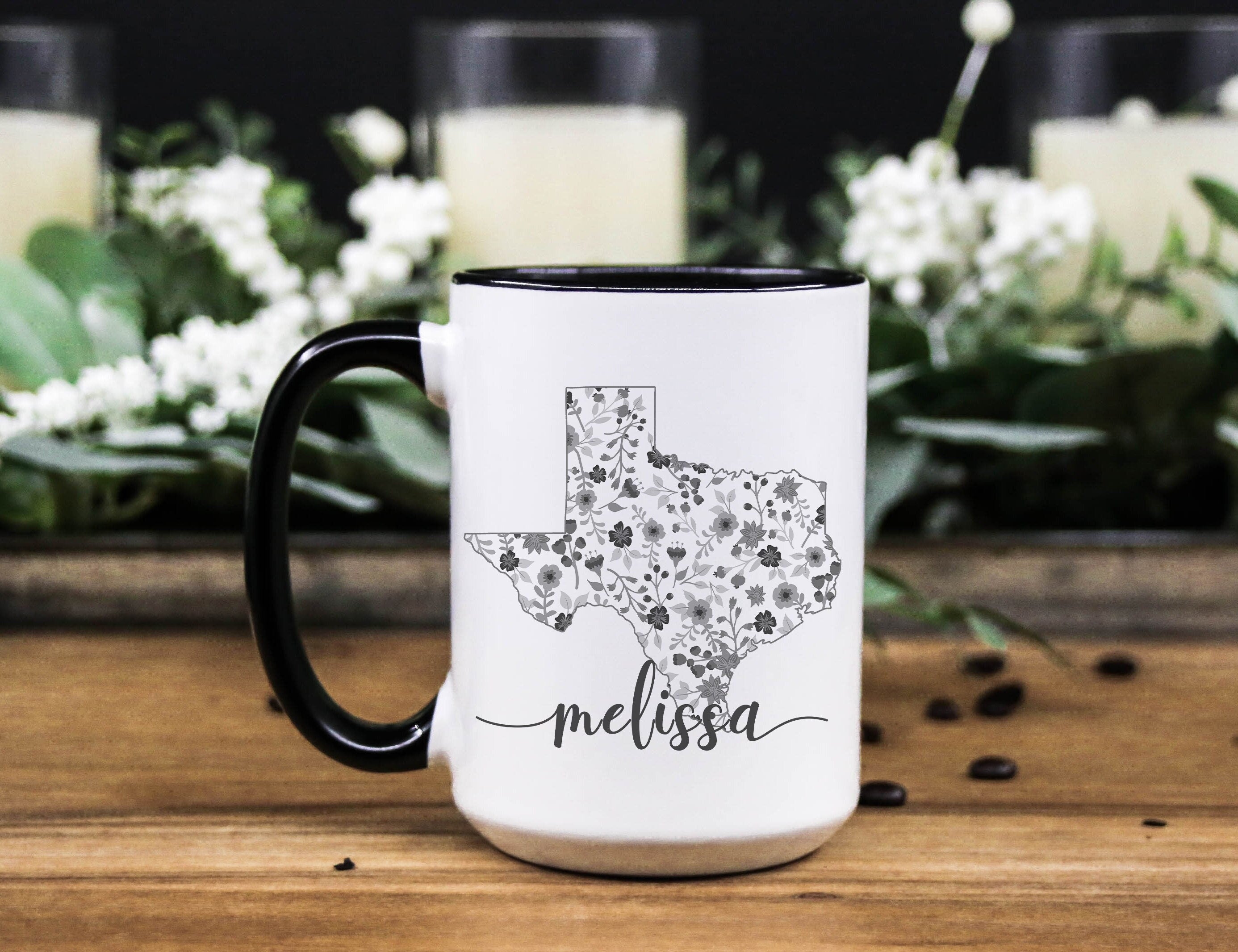 Personalized Texas Mug: Floral State Design, Texan Gift, Multiple Sizes & Colors Available
